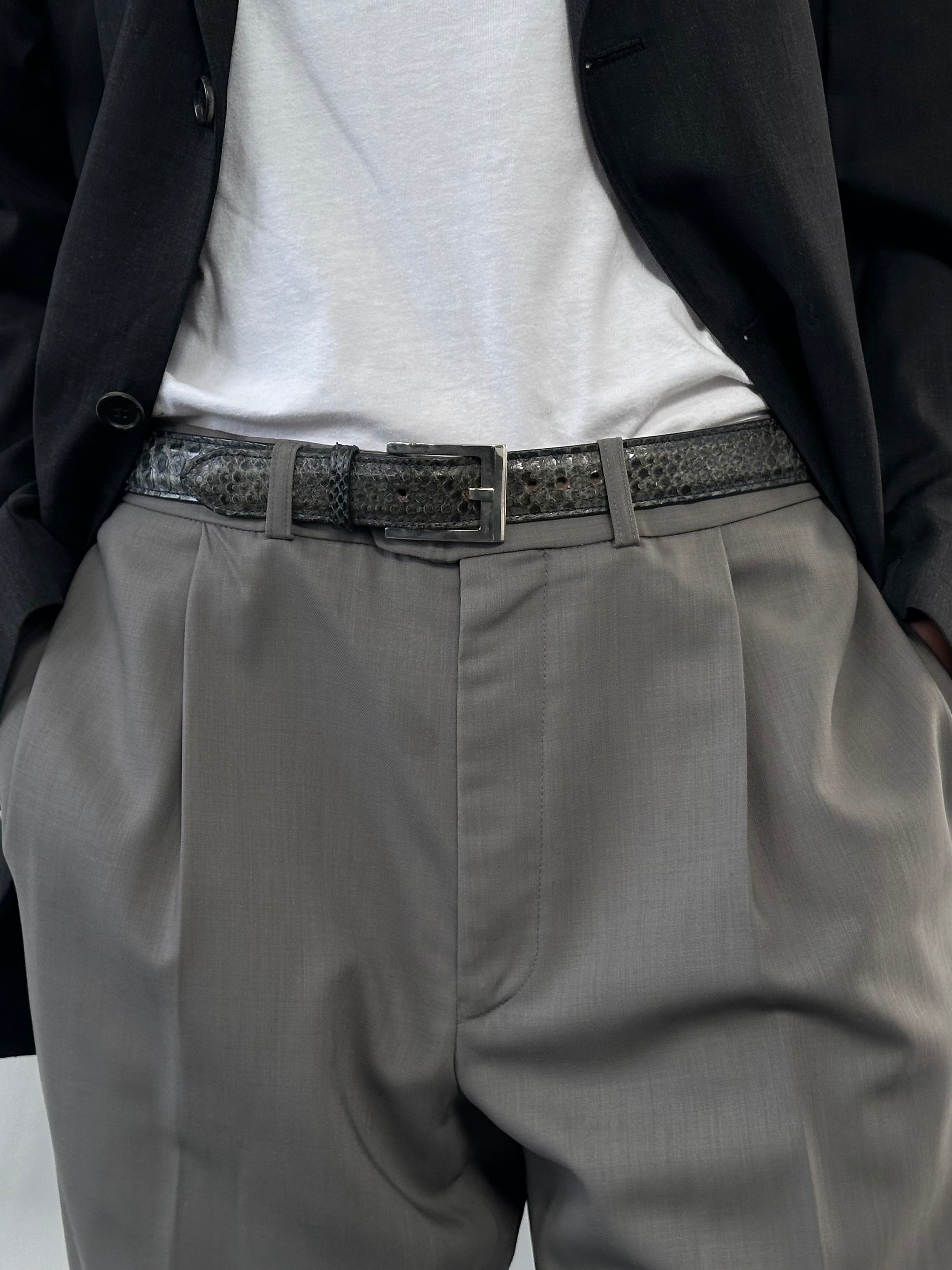 Vintage 1990s Python Leather Belt - W31-34 - SYLK