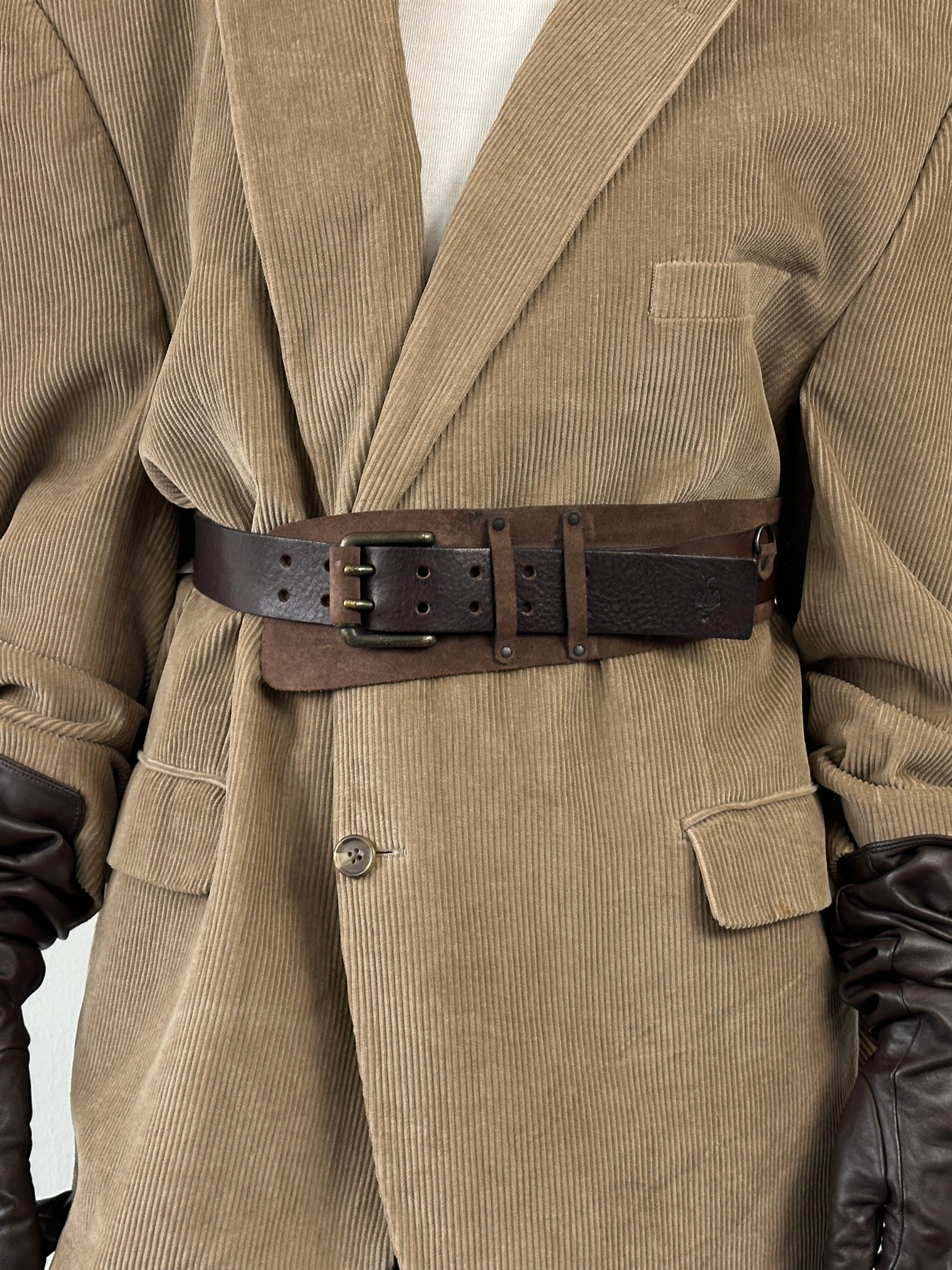 Vintage 1980s Leather Hardware Belt - W30-36 - SYLK