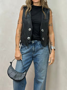 Vintage Western Leather Waistcoat - L - SYLK