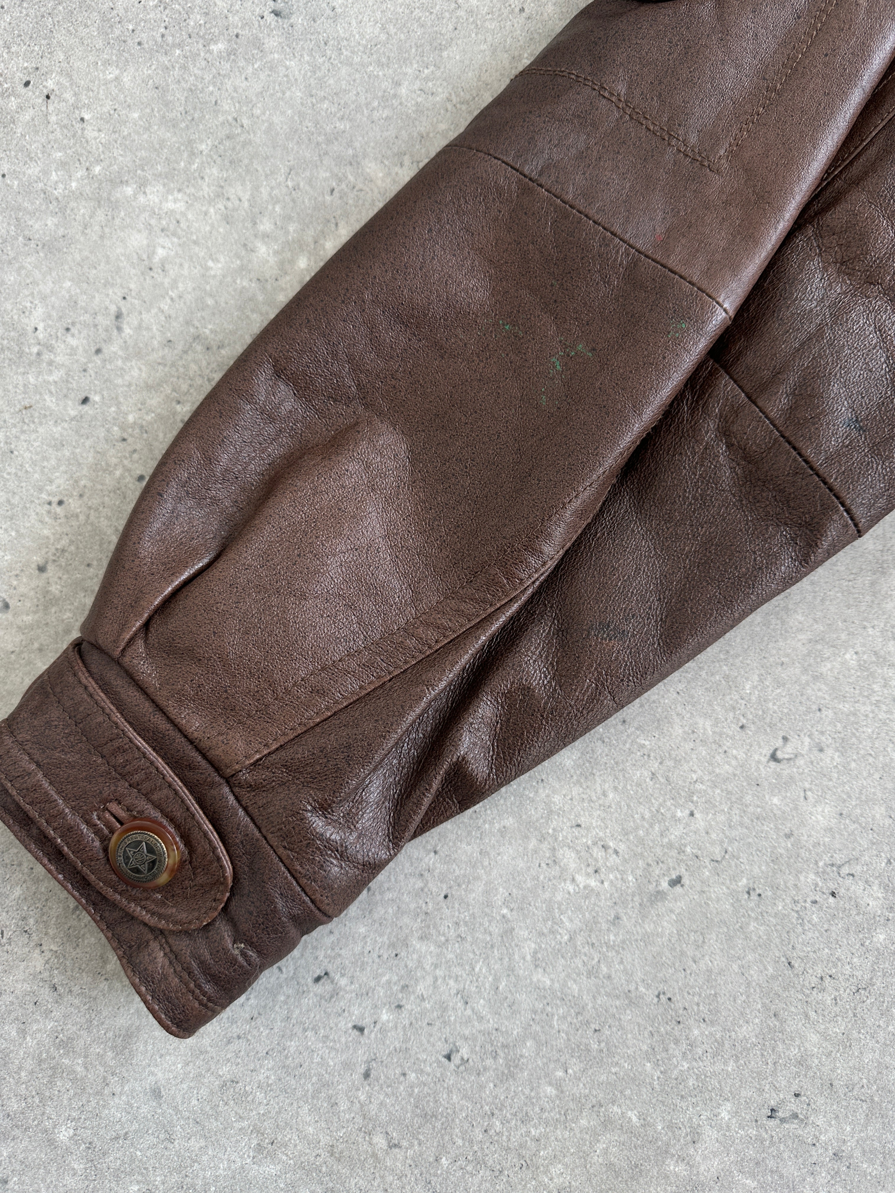 Vintage 1980s Leather Bomber Jacket - L/XL - SYLK