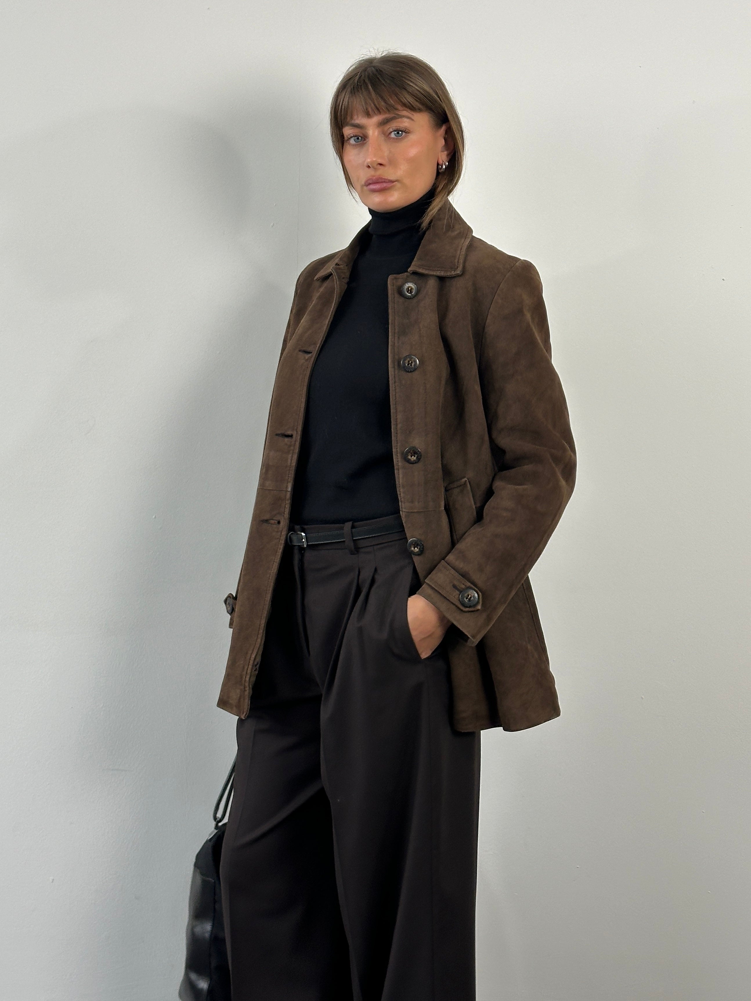 Dolce & Gabbana 1990s suede leather jacket in size S, featuring classic design and luxurious texture.
