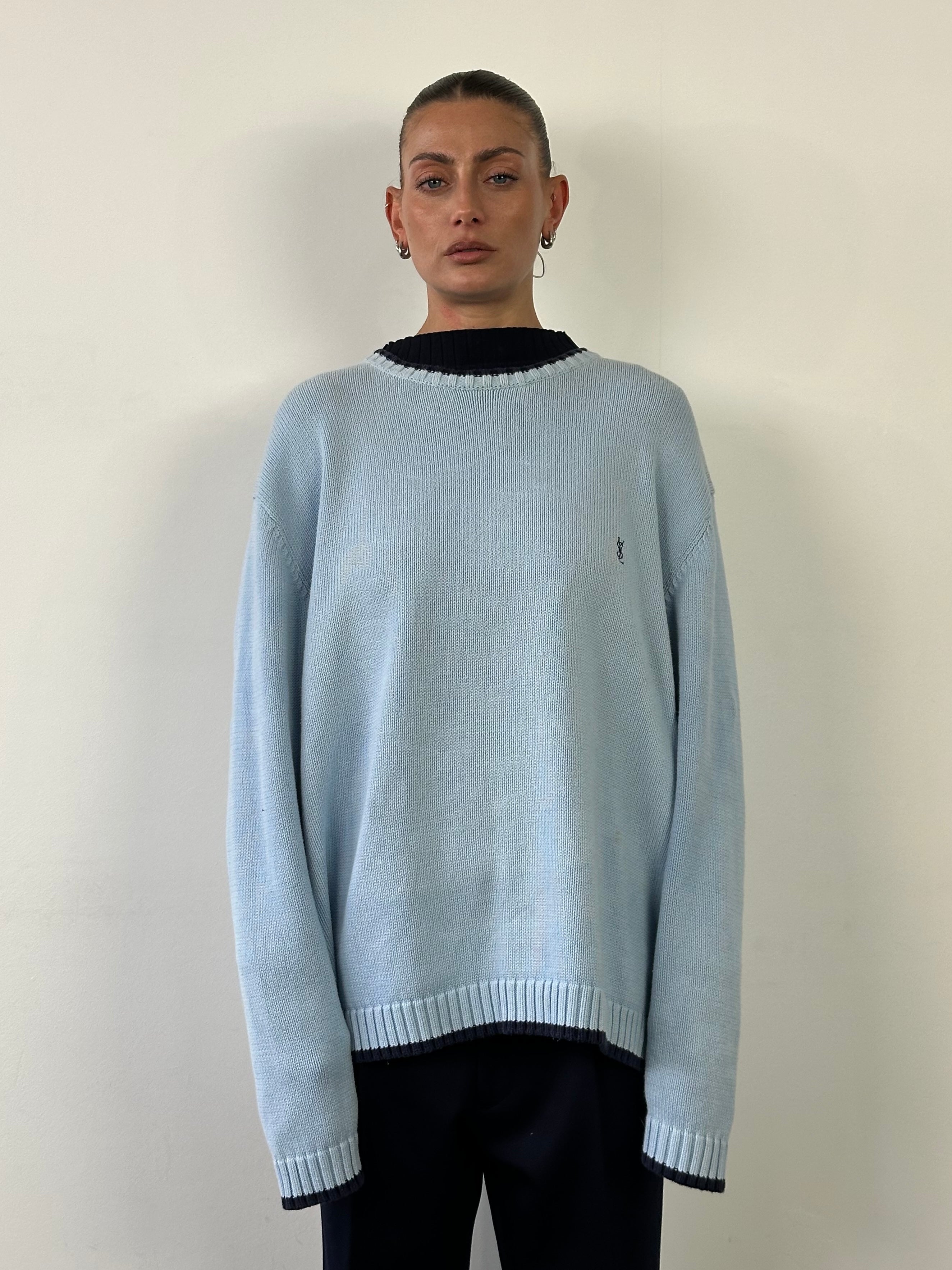 Yves Saint Laurent Pure Cotton Knitted Logo Jumper - XL/XXL - SYLK