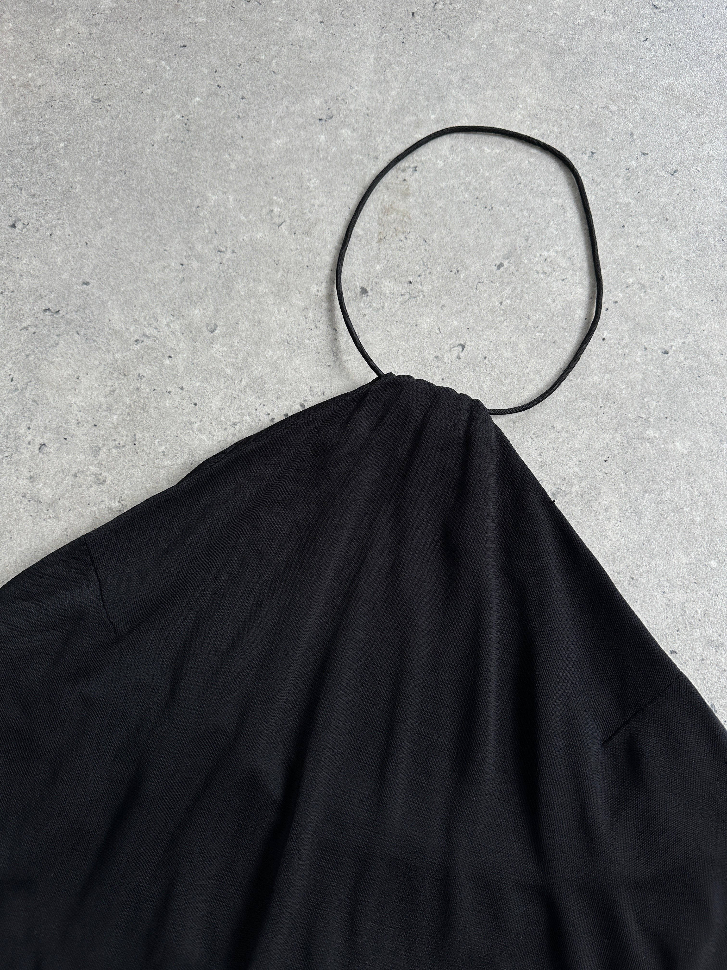 Elegant Ralph Lauren floor-length backless maxi dress in size L, flowing fabric and sophisticated design perfect for formal occasions.