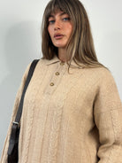 Vintage 1980s Wool Mohair Knitted Polo Jumper - M - SYLK