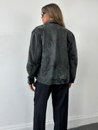 Vintage Distressed Marbled Leather Jacket - M - SYLK