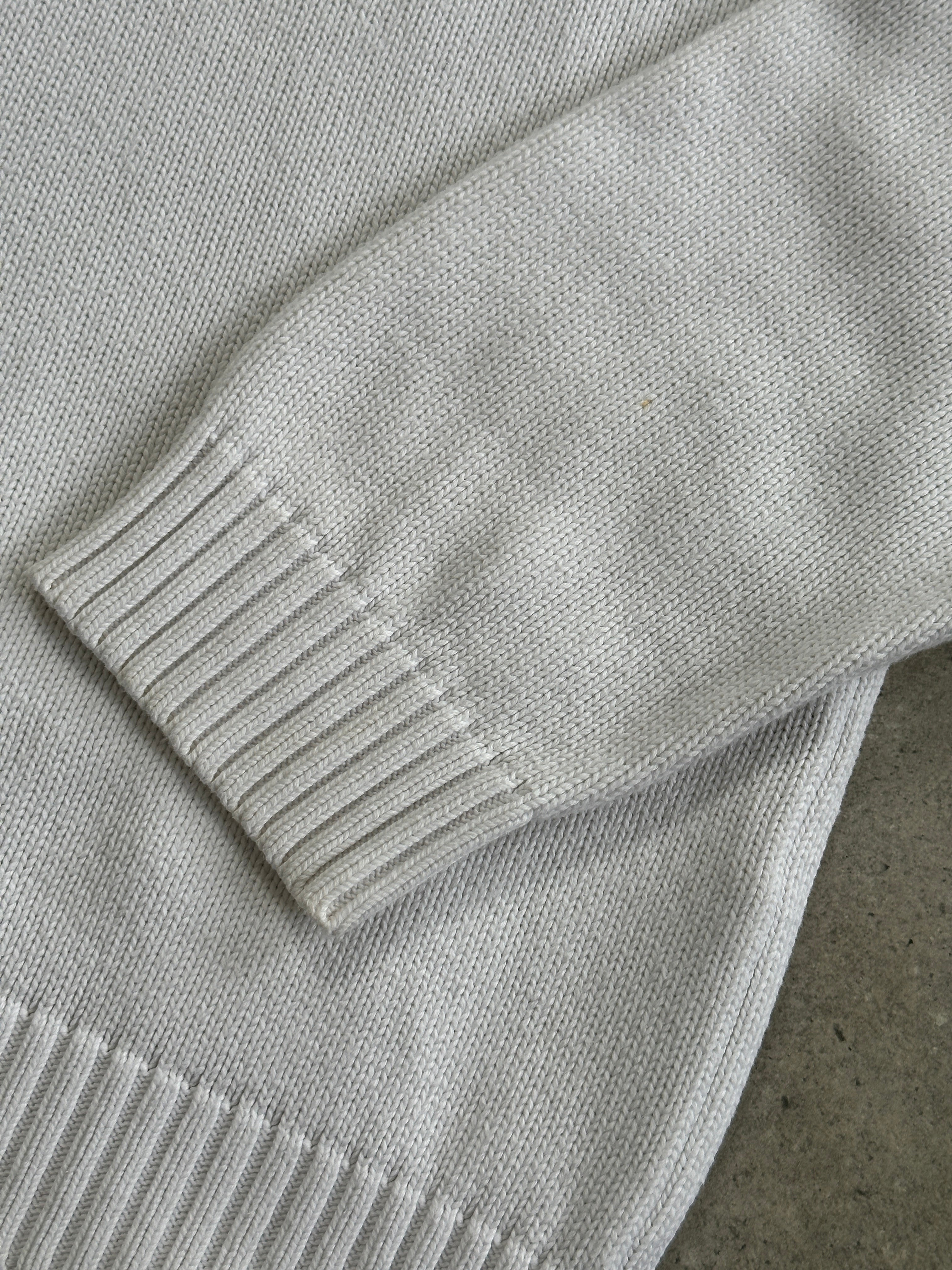 Yves Saint Laurent Pour Homme 2000s pure cotton knitted logo jumper in size L, featuring the iconic YSL logo on the front.