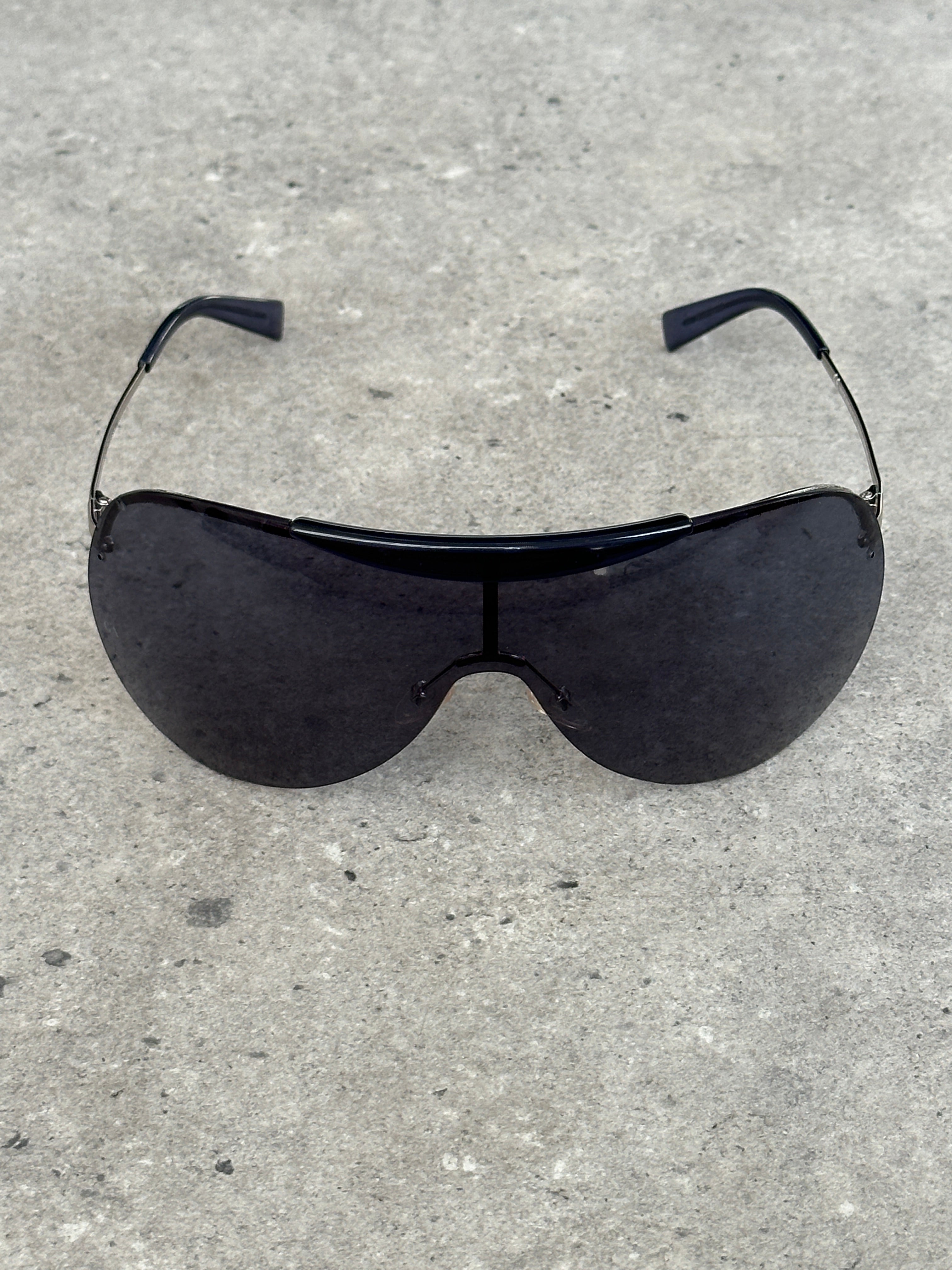 Giorgio Armani 2000s Oversized Shield Rimless Sunglasses