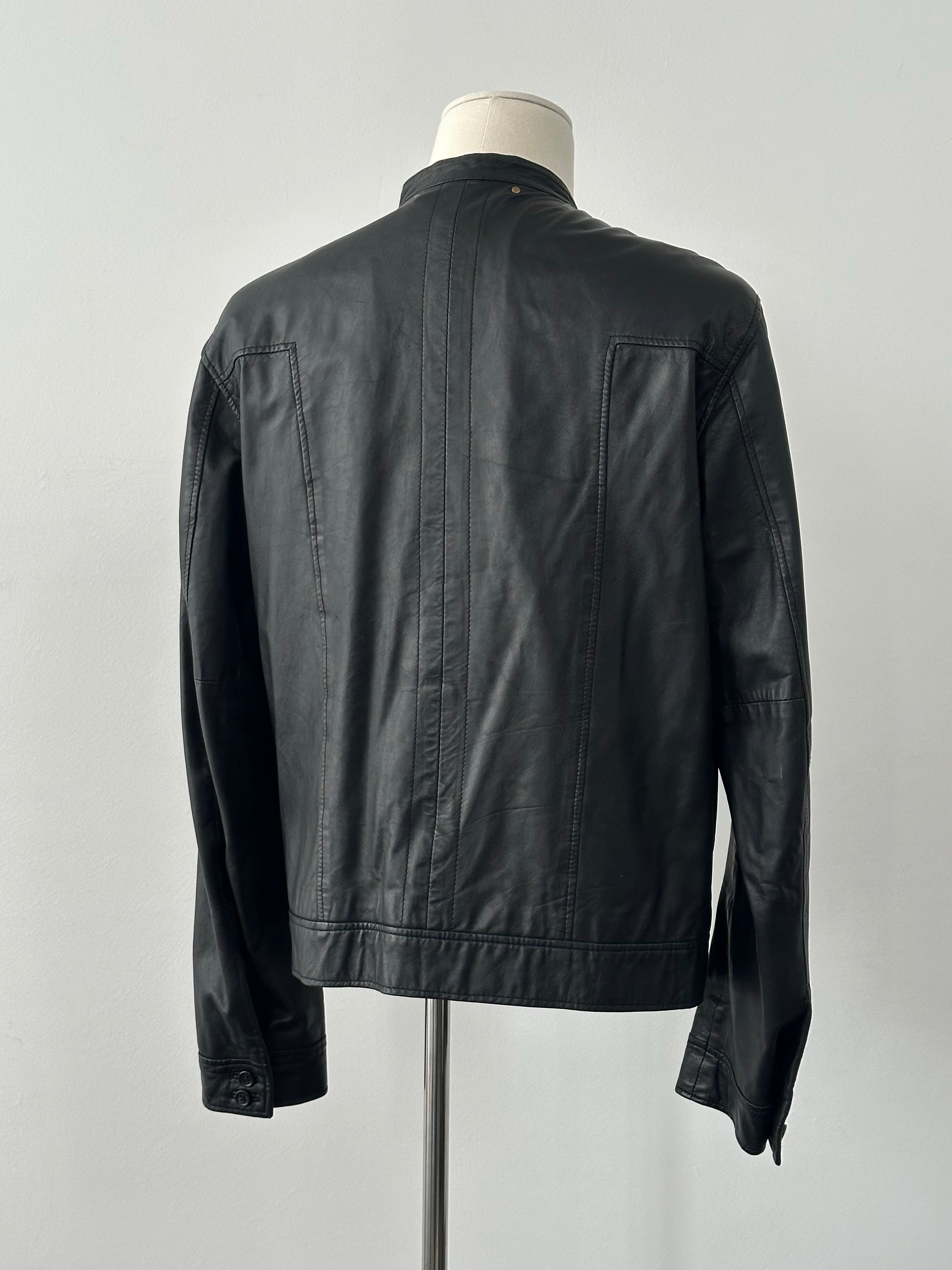 Vintage 1990s Double Breasted Leather Jacket - M