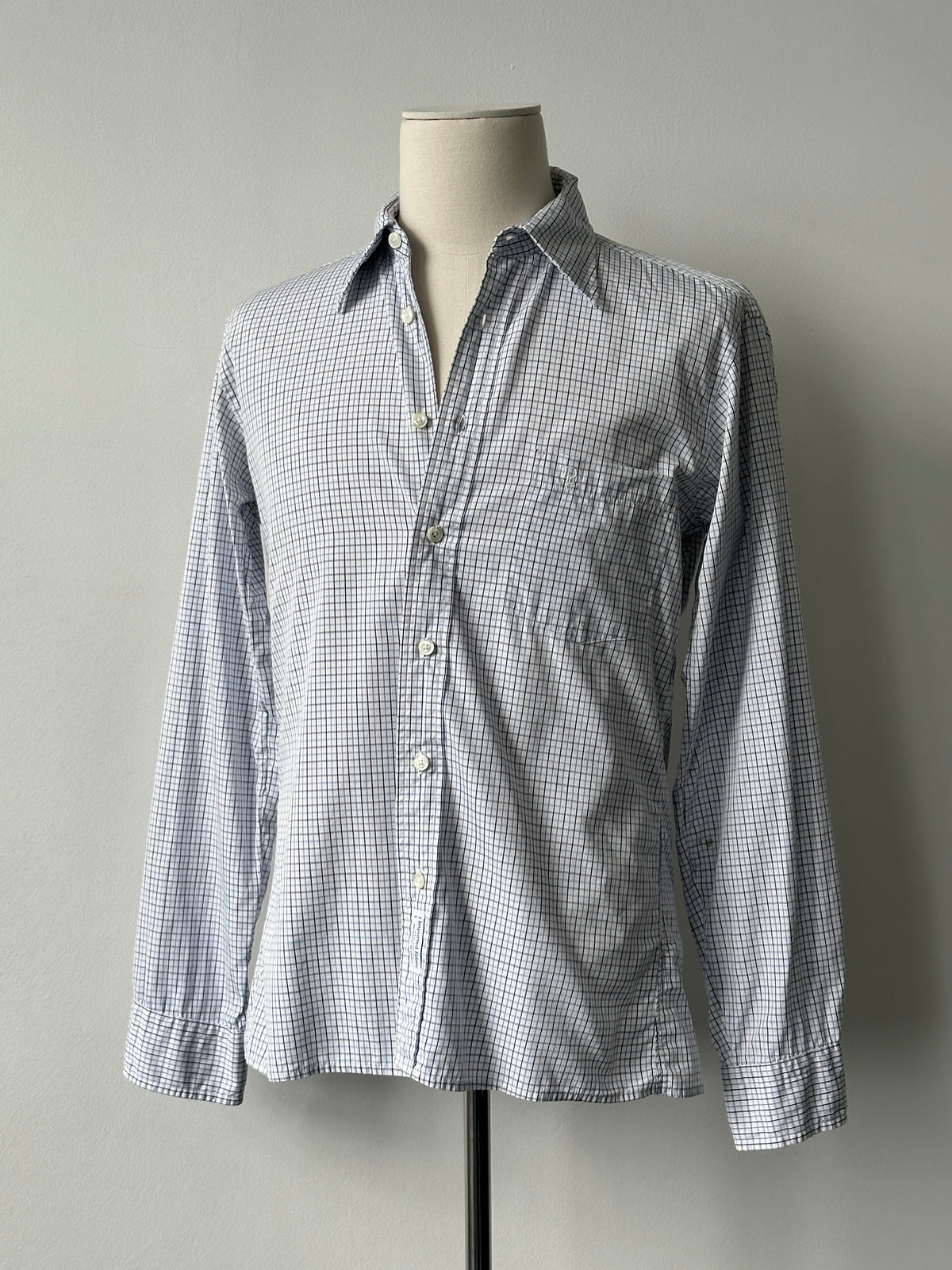 Christian Dior Chemises 1990s Pure Cotton Check Logo Shirt - S