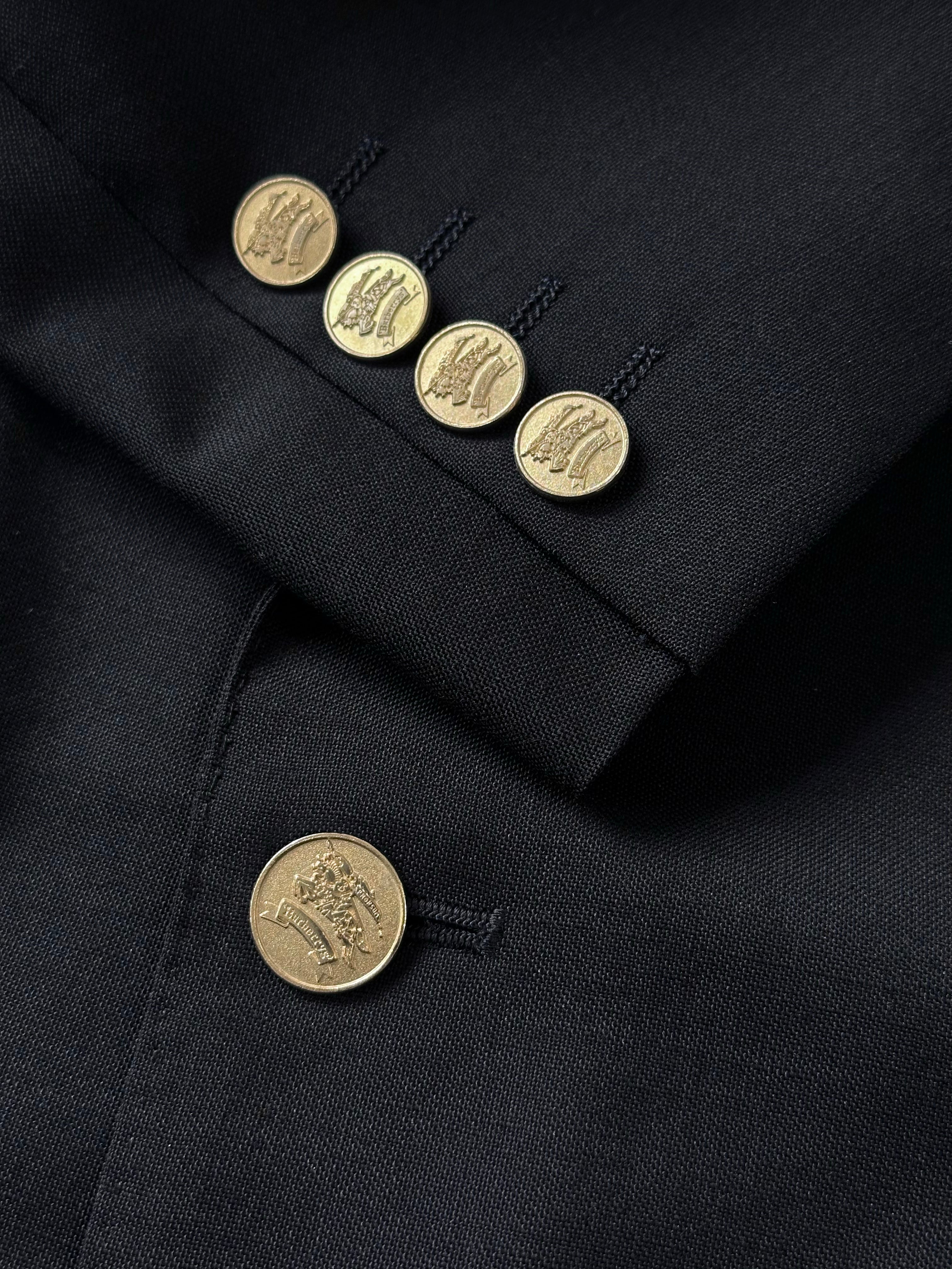 Burberry 1990s Bespoke Button Wool Mohair Double Breasted Blazer - 42S/XL