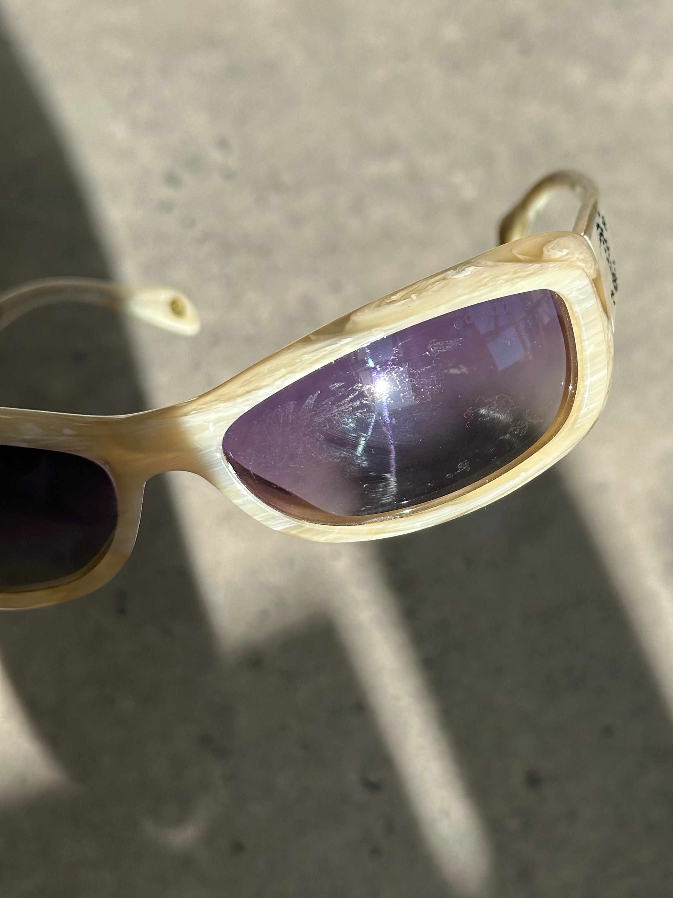 Chanel 2000s Marble Rectangle Sunglasses