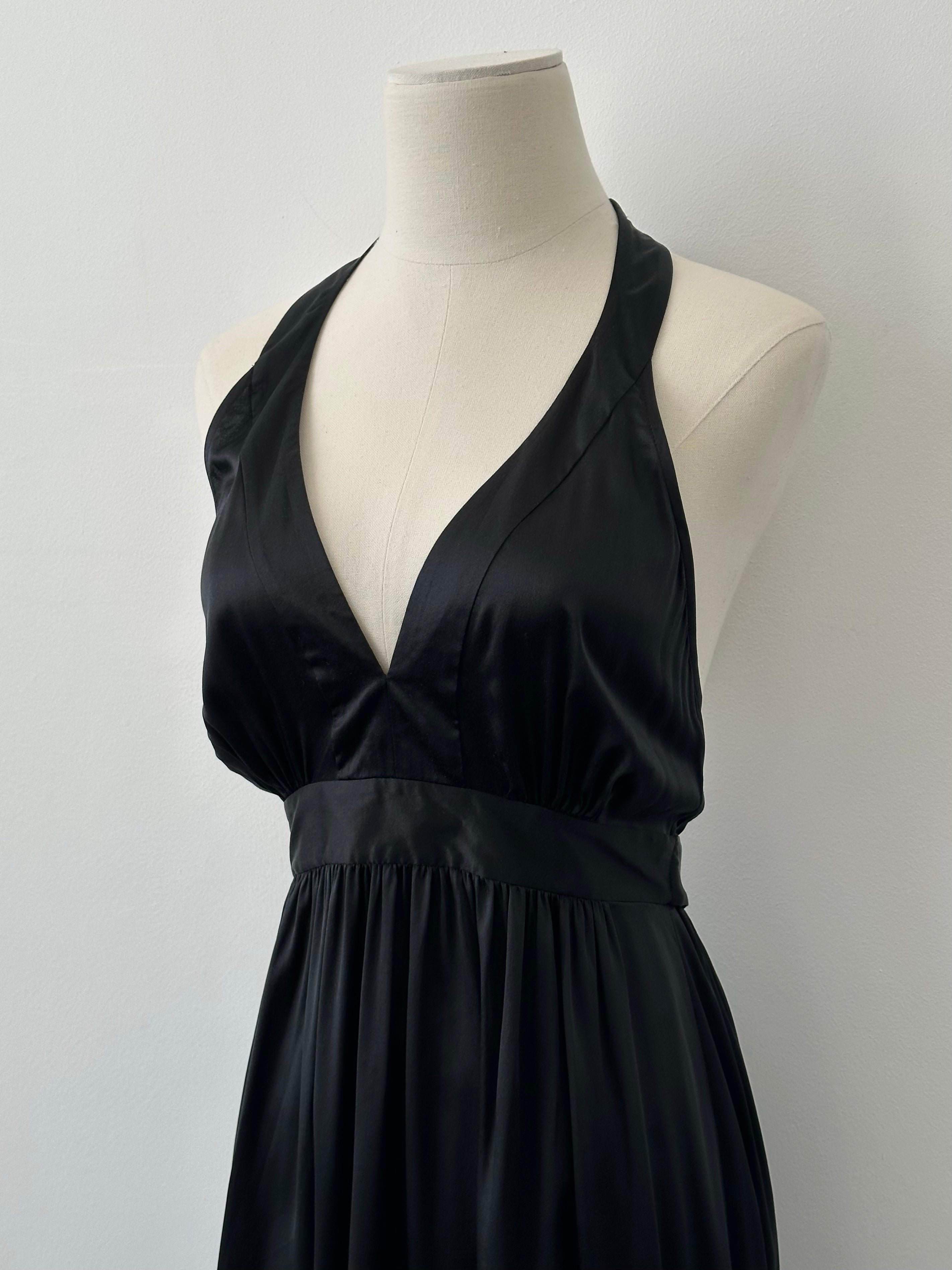 DKNY 2000s Satin Halter Neck Midi Dress - S