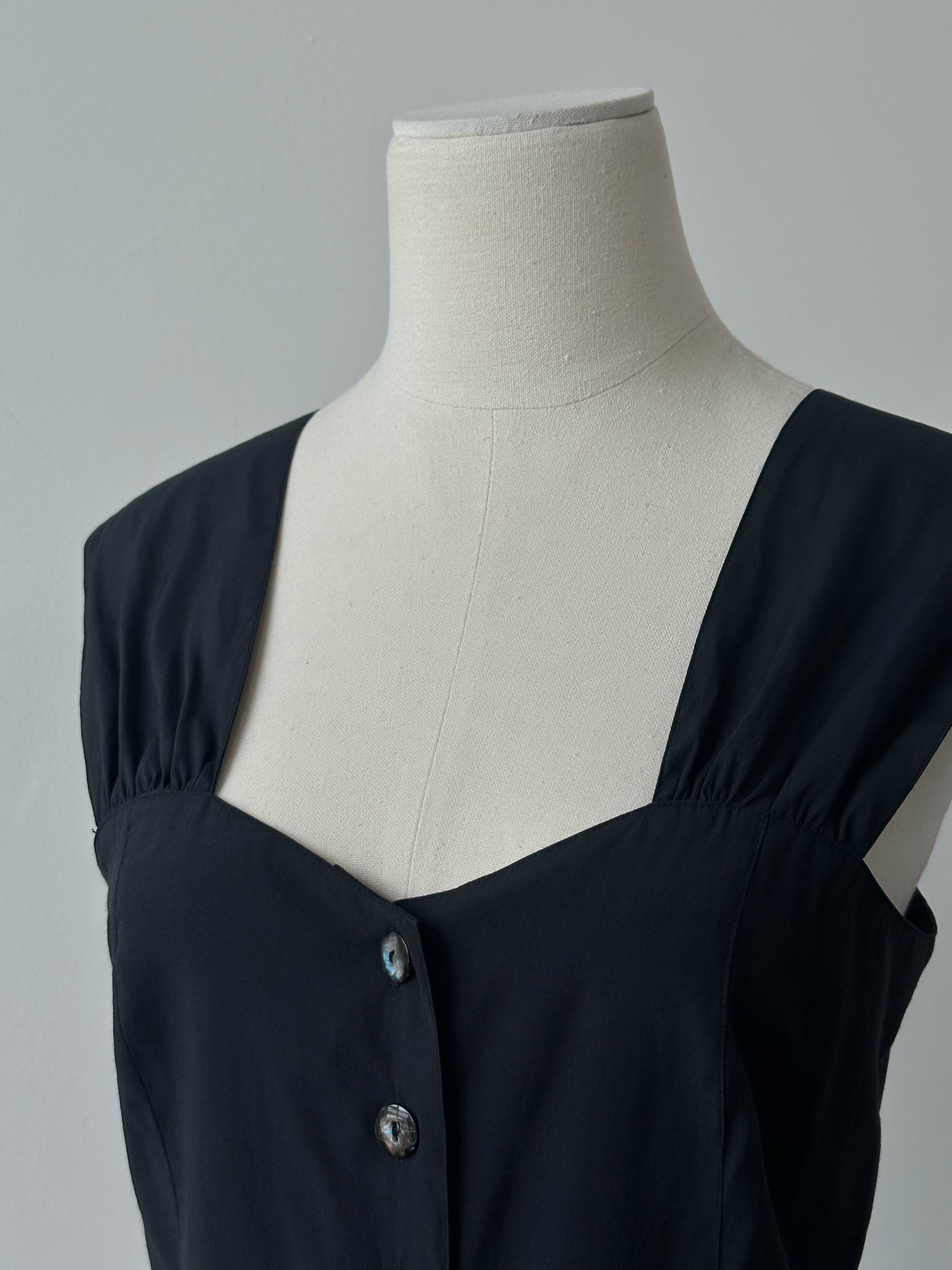 Vintage 1990s Button Down Sweetheart Neckline Top - S