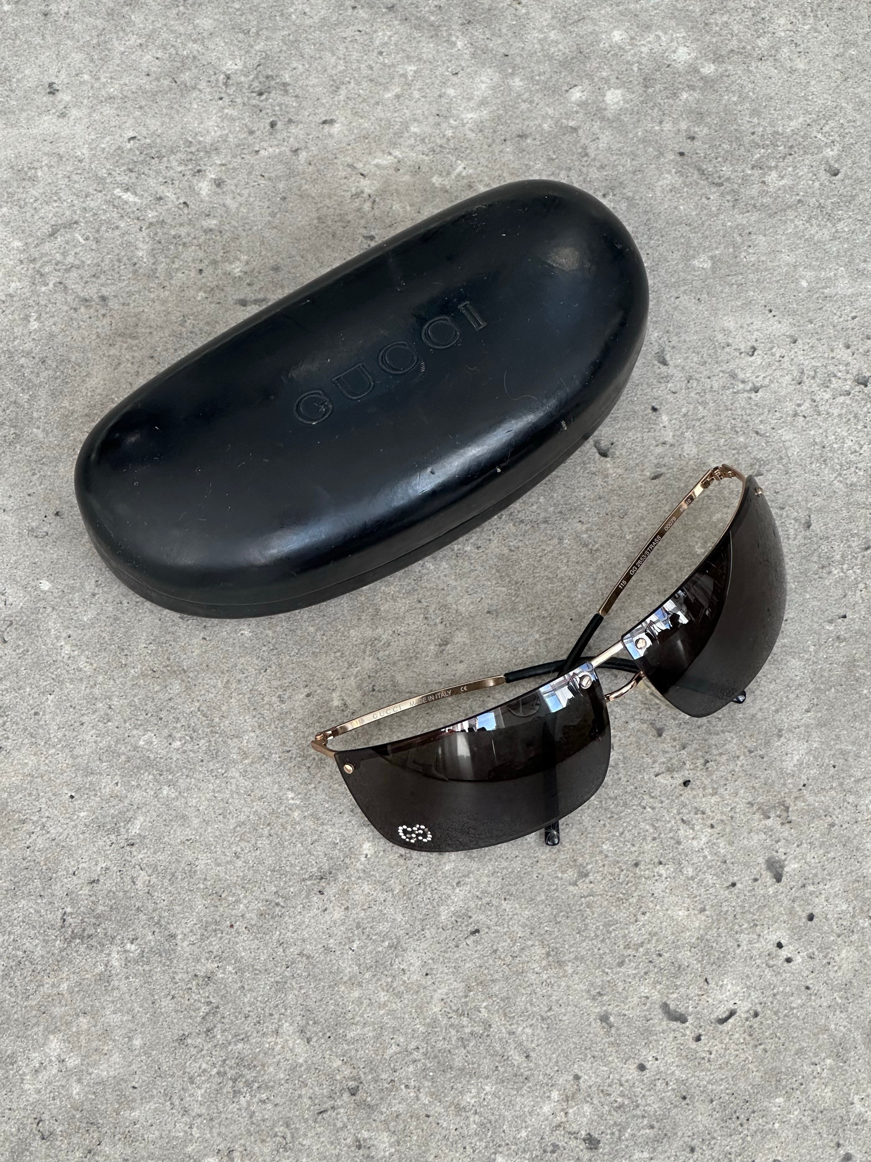 Gucci 2000s Rimless Shield Logo Sunglasses
