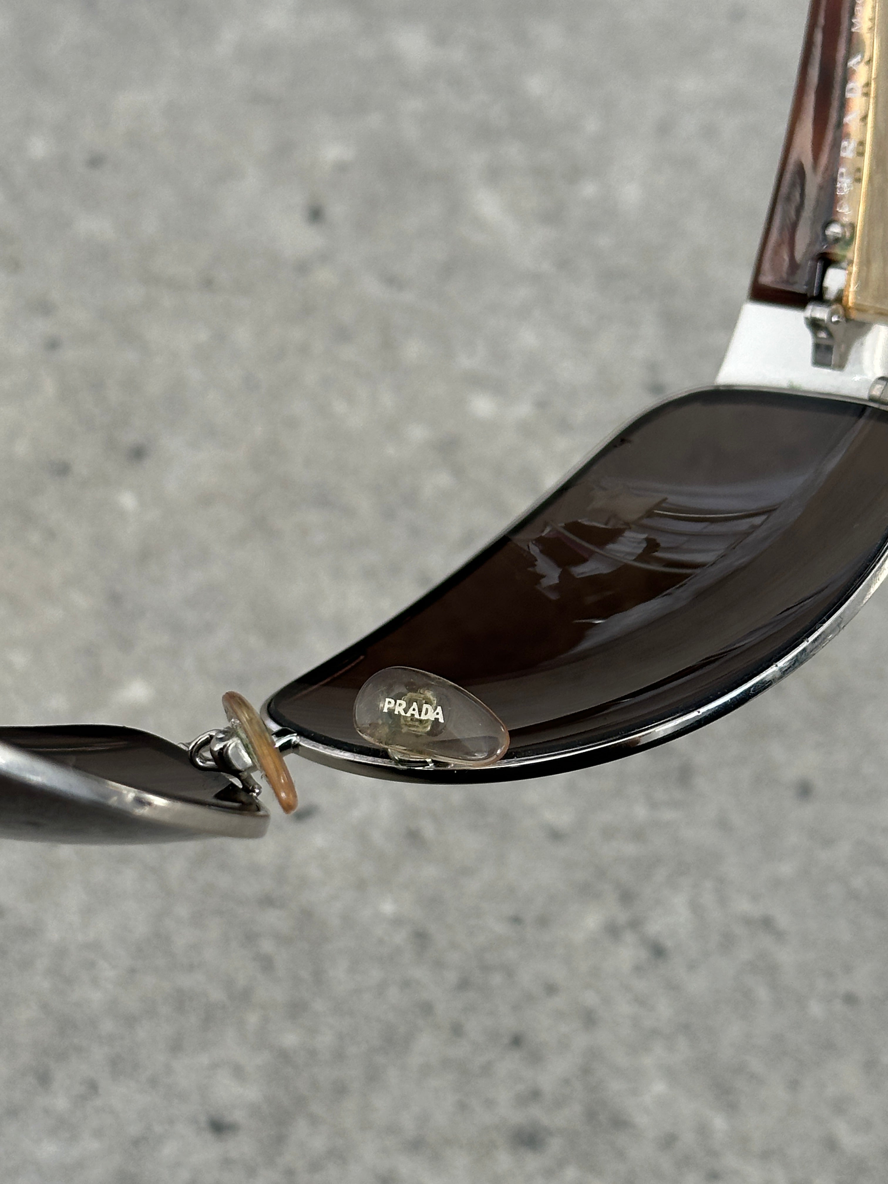 Prada 1990s Aviator Shield Logo Sunglasses