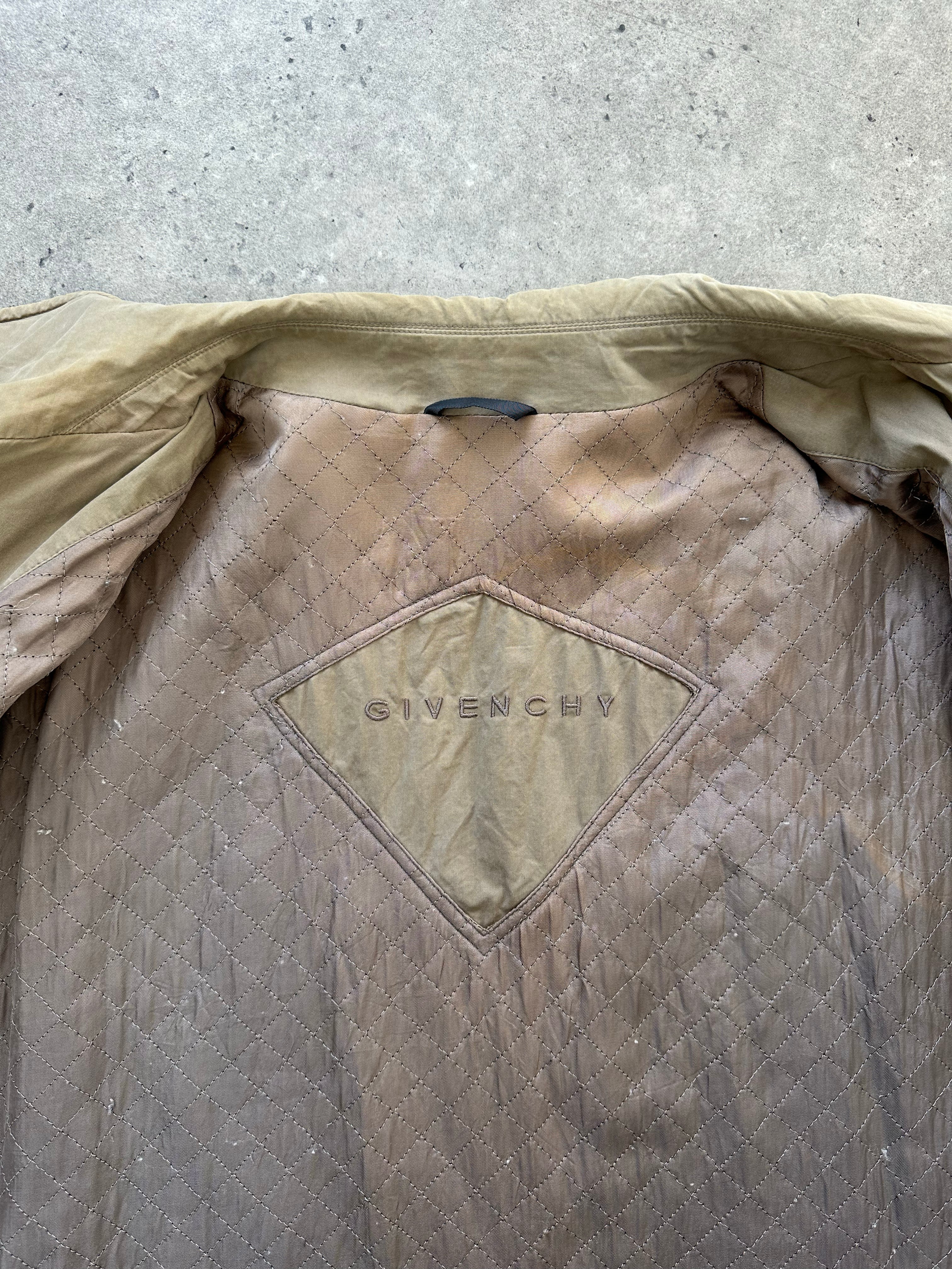 Givenchy 1990s Cotton High Neck Trench Coat - L