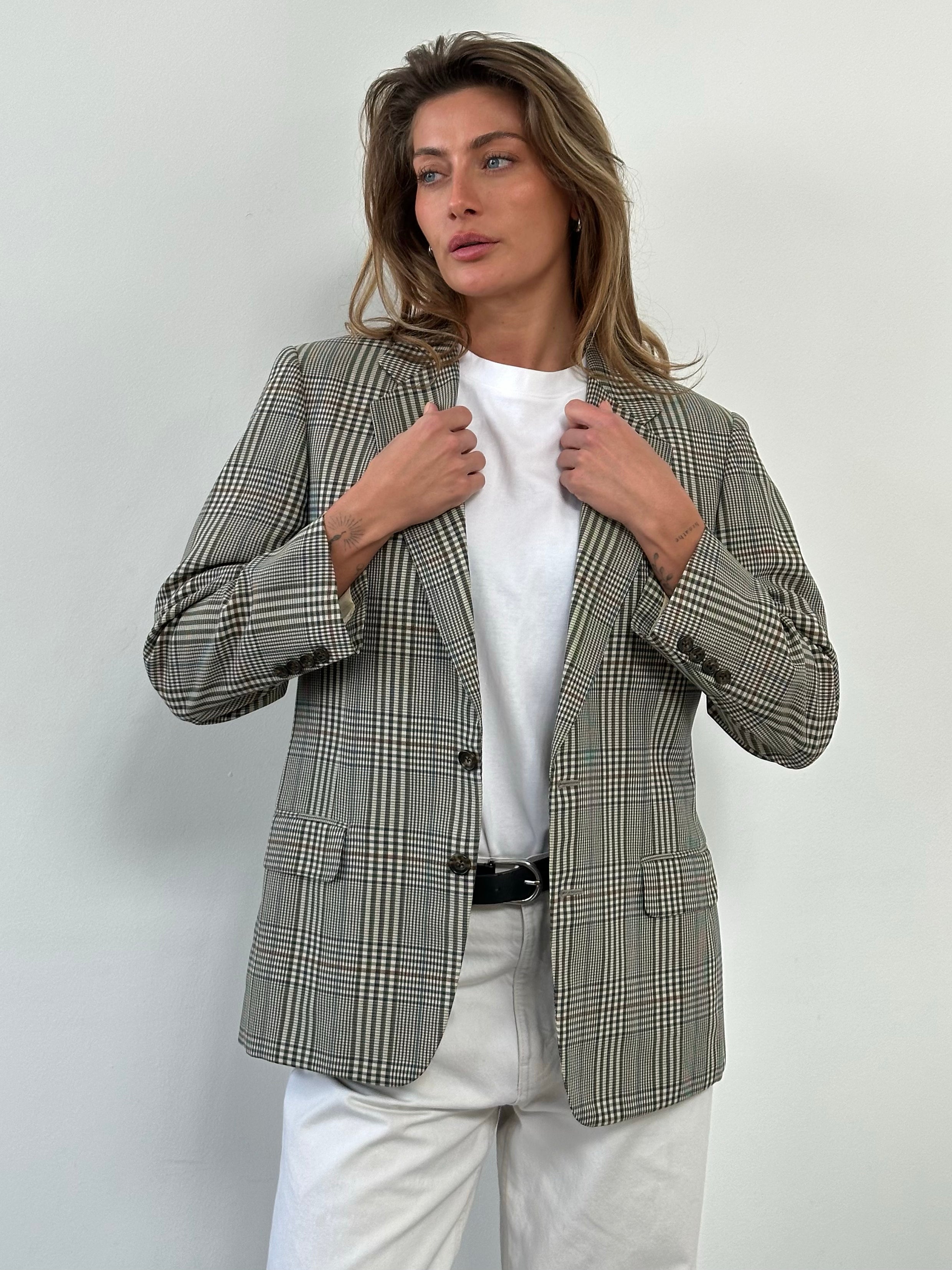 Burberry 1990s Check Single Breasted Blazer - S