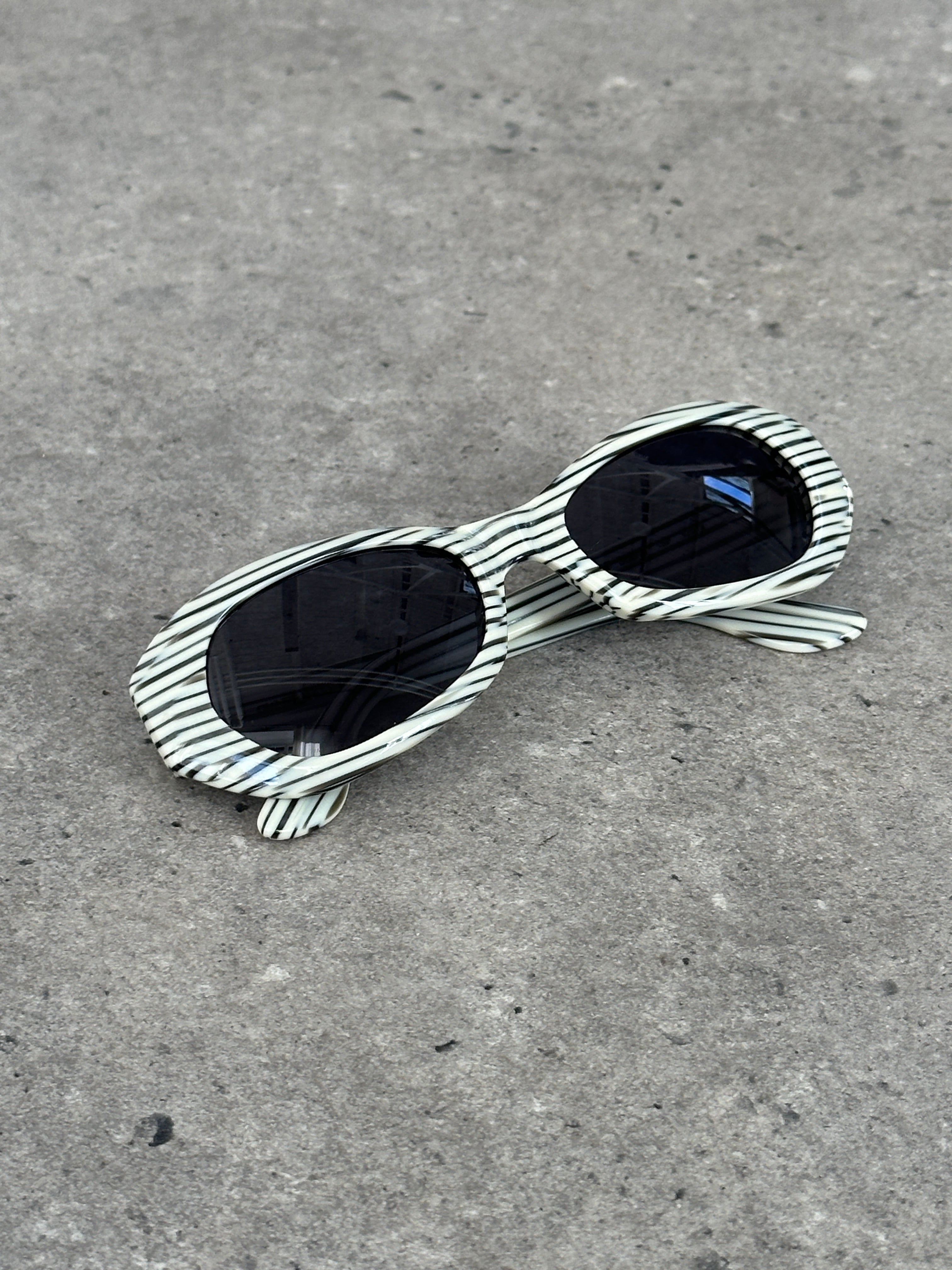 Gianfranco Ferre 1990s Oval Stripe Sunglasses