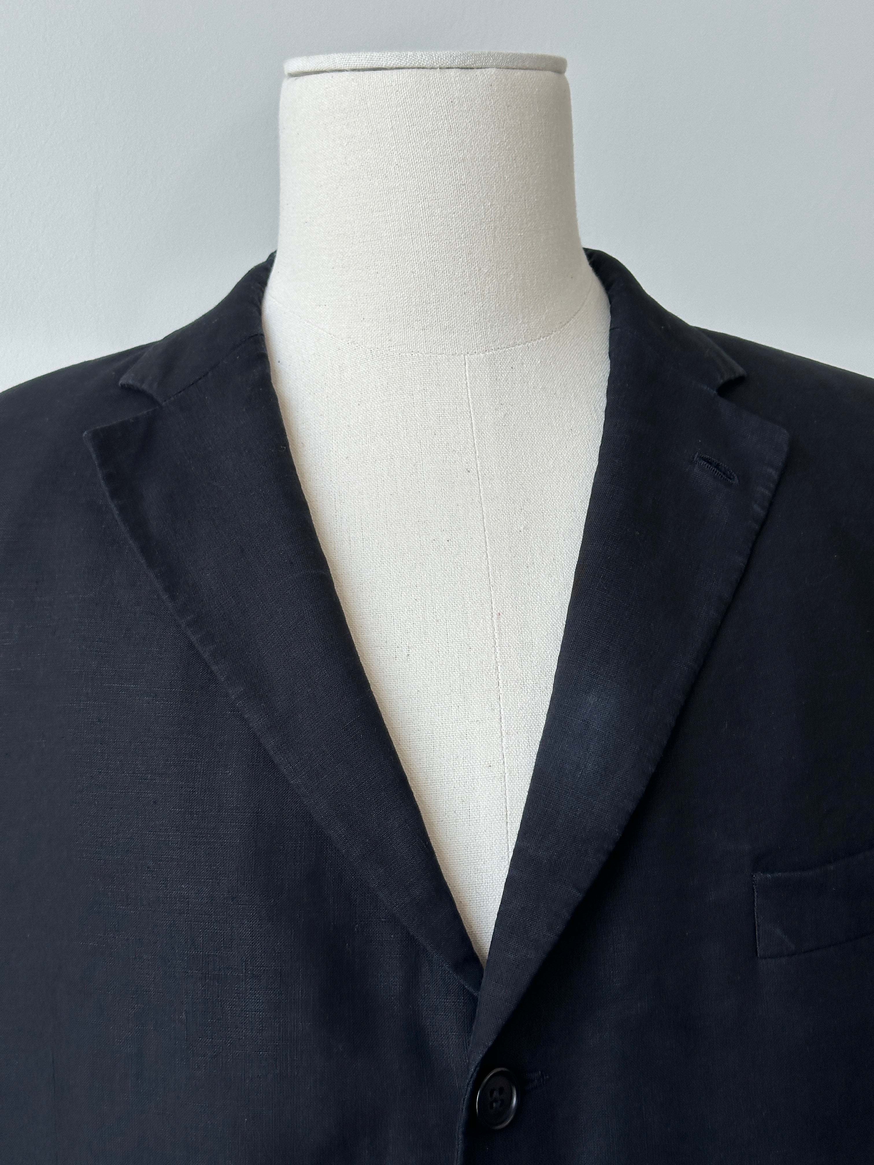 Balmain 2000s Linen High Neck Single Breasted Blazer - 44S