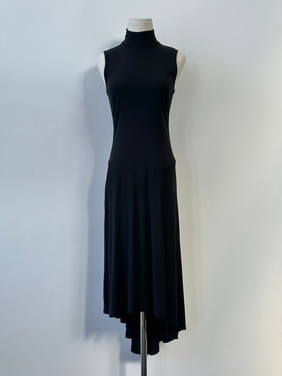 DKNY 1990s High Neck Asymmetric Sleeveless Dress - S