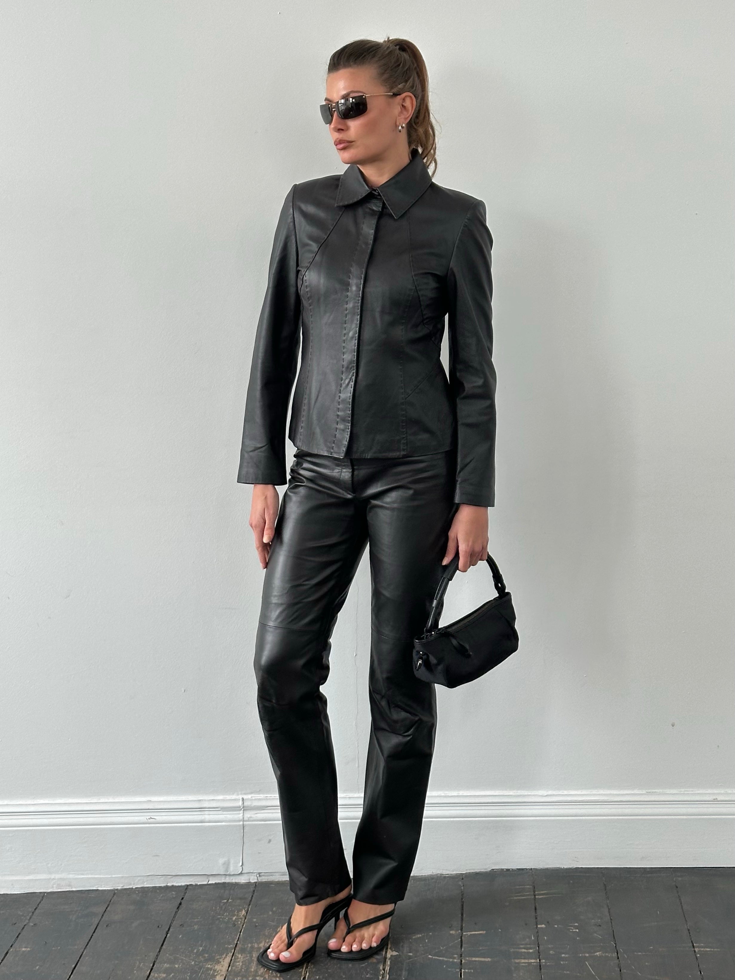 Vintage 1990s Leather Two Piece - S/W28