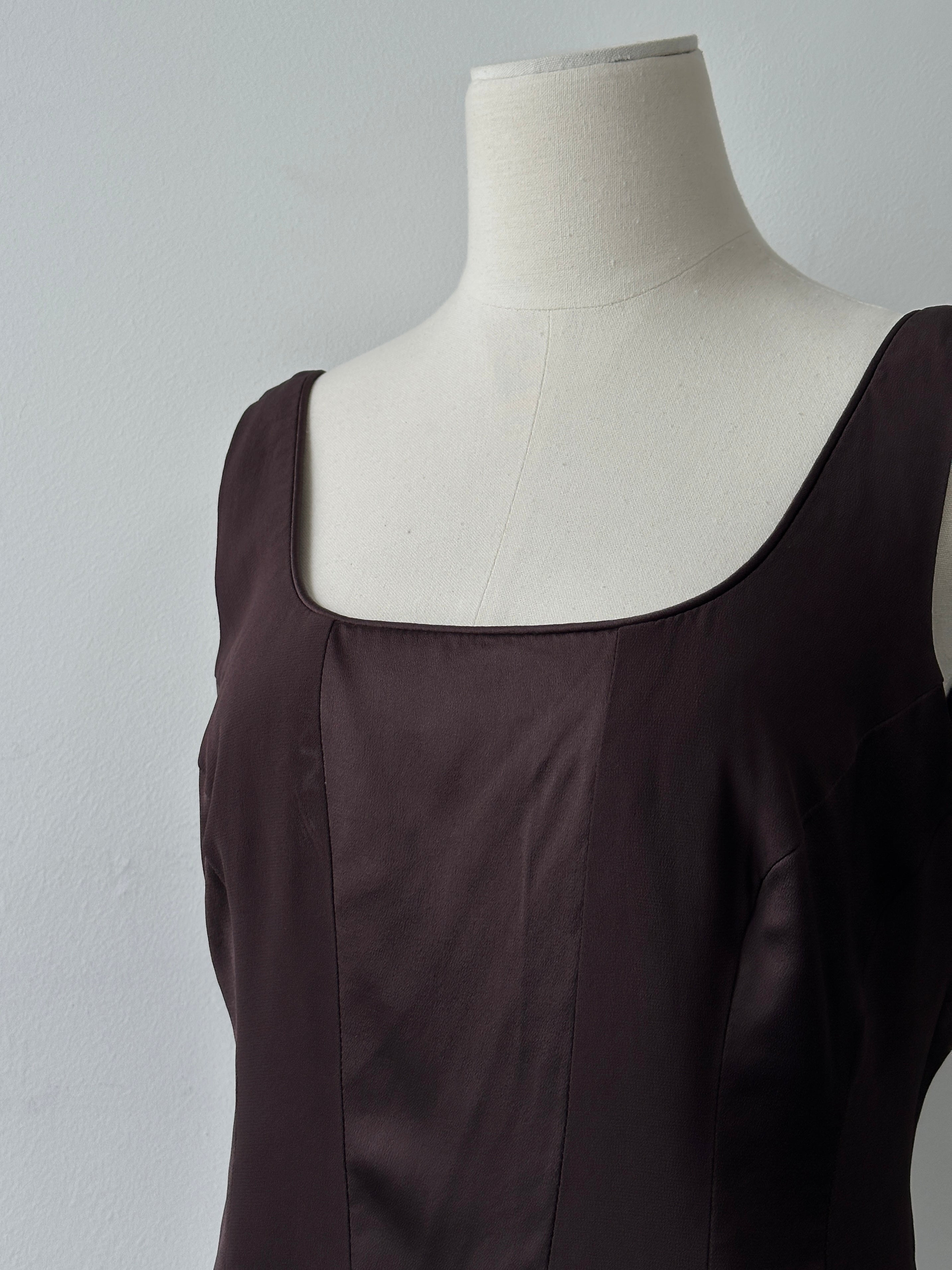Vintage 1990s Panelled Sleeveless Satin Top - L