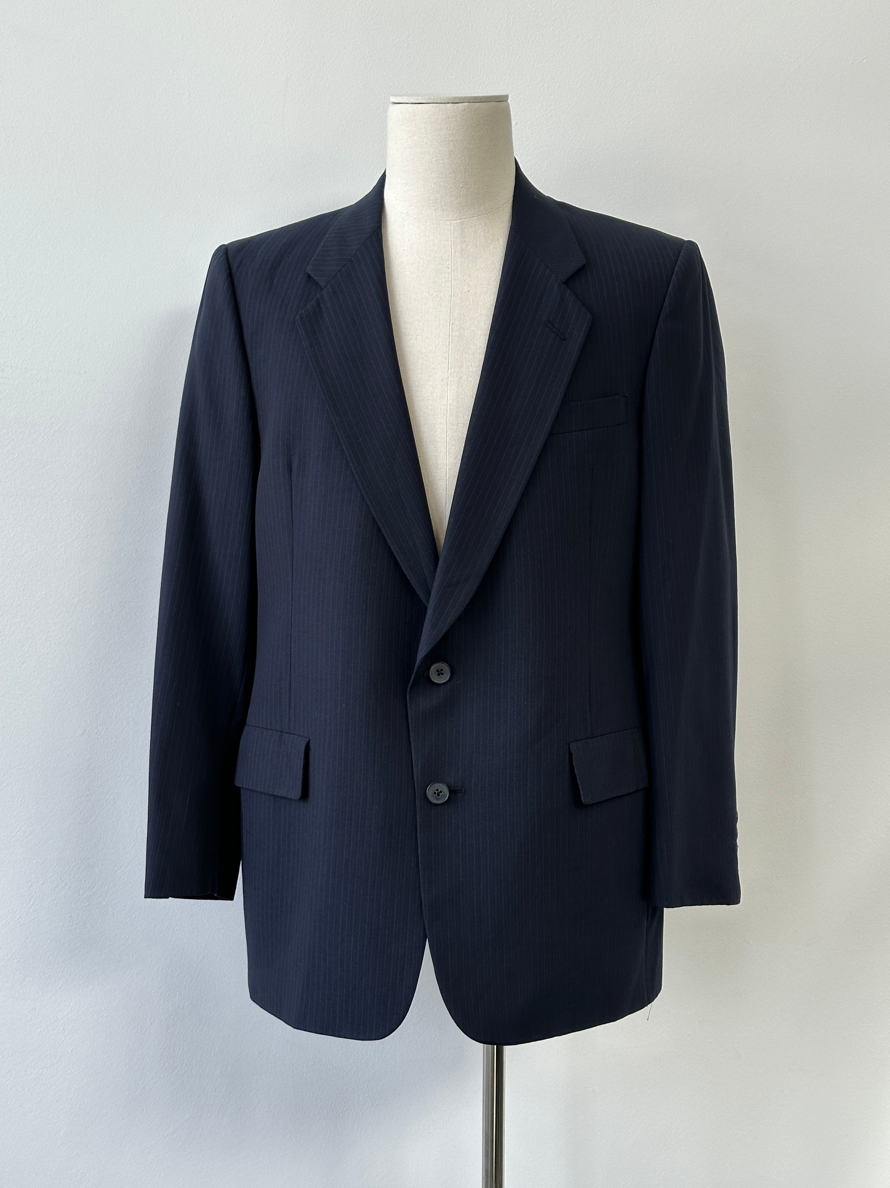 Christian Dior Monsieur 1980s Striped Single Breasted Blazer - 44R