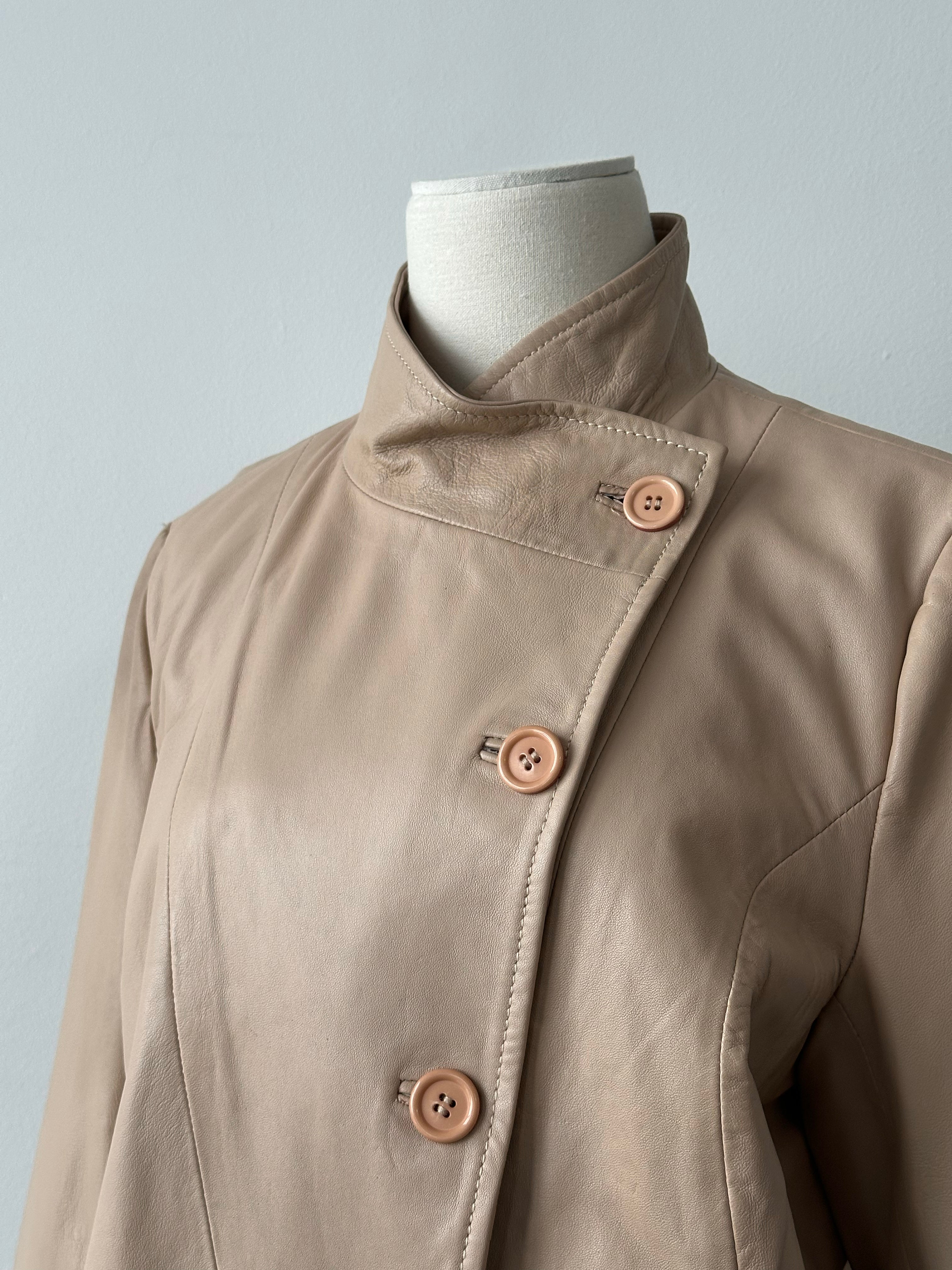 British Vintage 1990s Asymmetric Leather Jacket - M