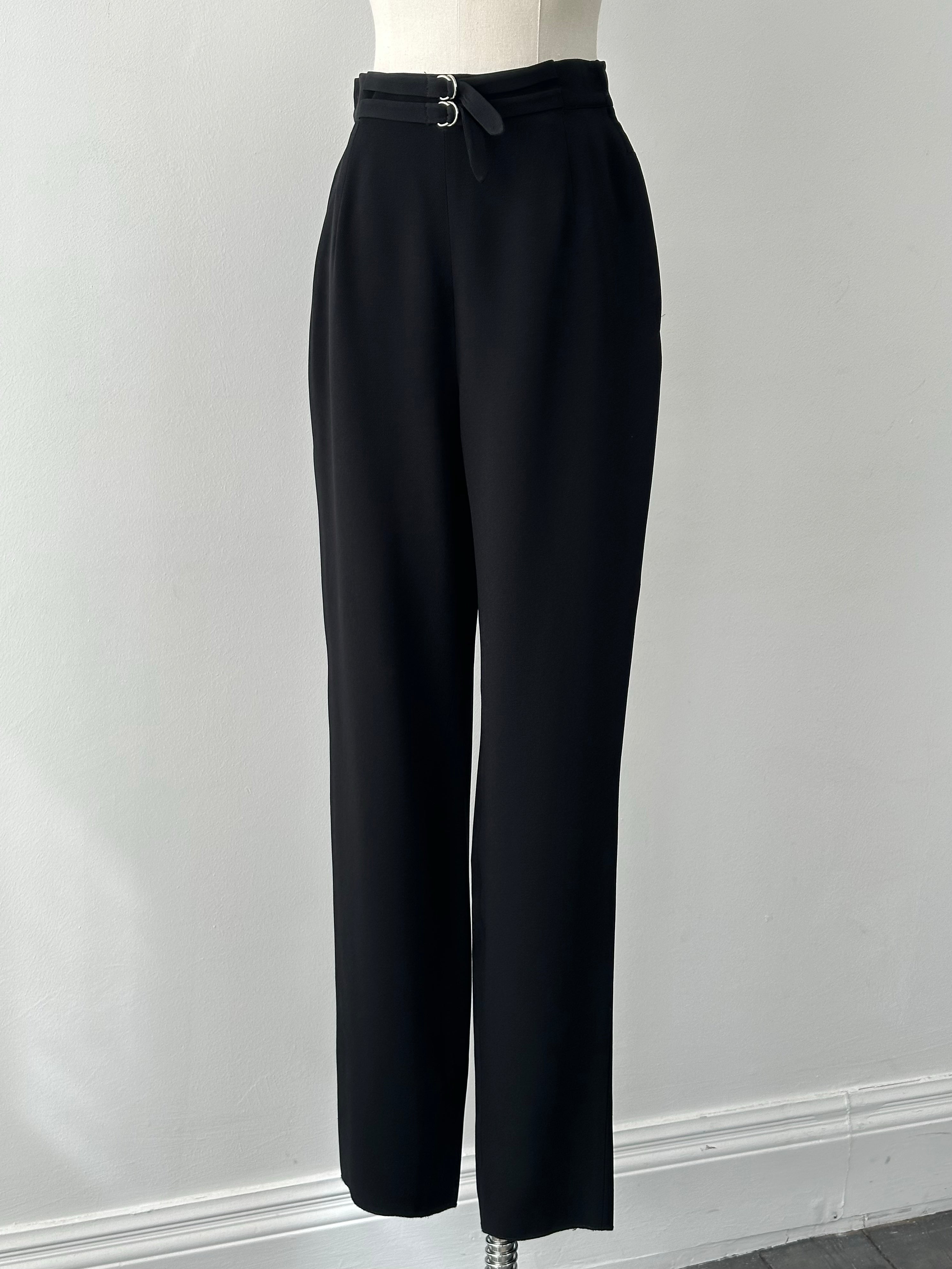 Mani 1990s Double Belt High Waist Tapered Trousers - W26