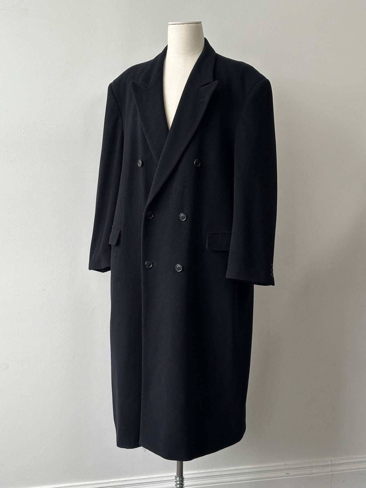Pierre Cardin 1990s Wool Cashmere Double Breasted Coat - XXL