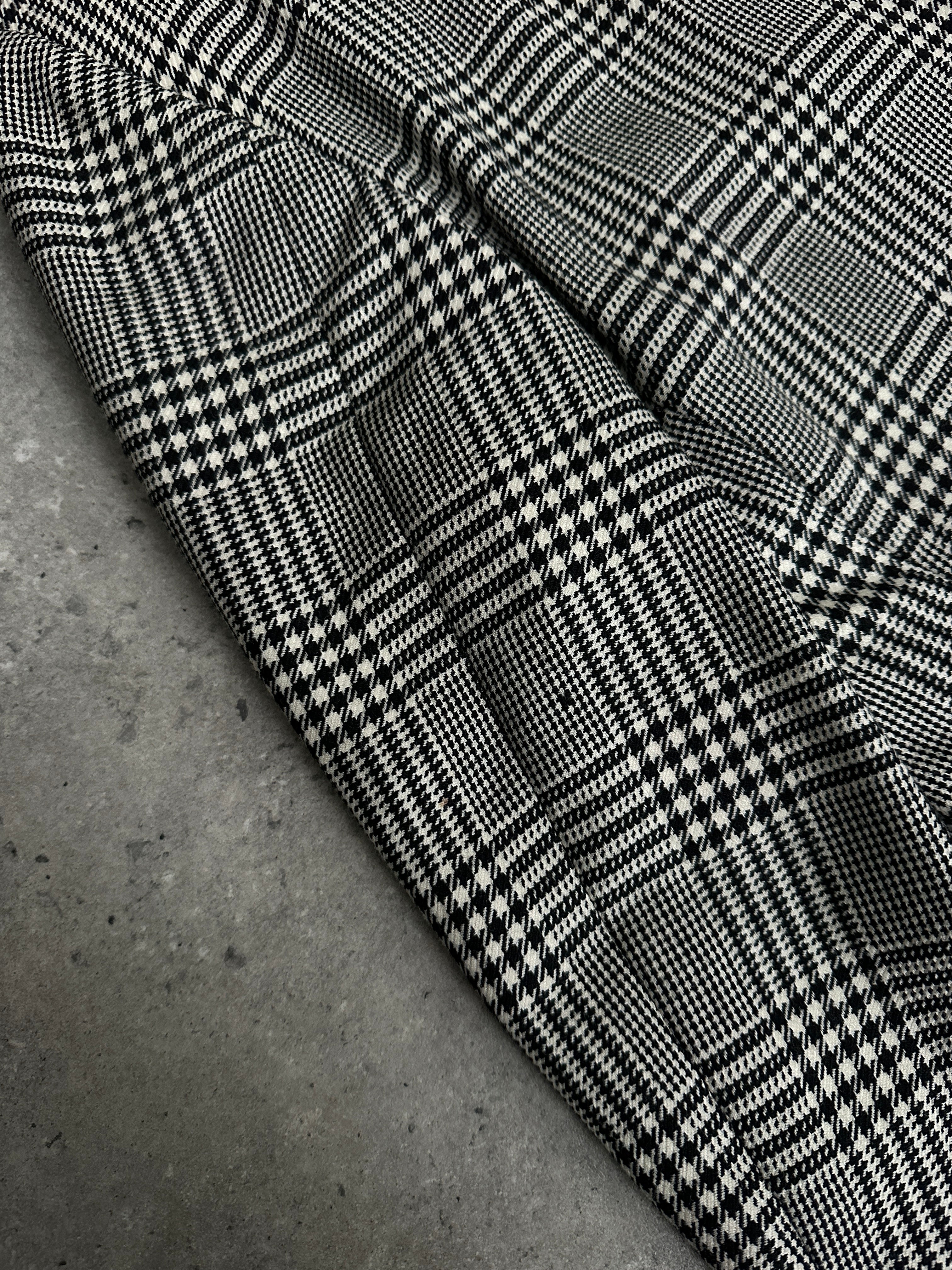 Yves Saint Laurent Pour Homme 1980s check wool blazer, single-breasted, men's size M, classic tailored design.