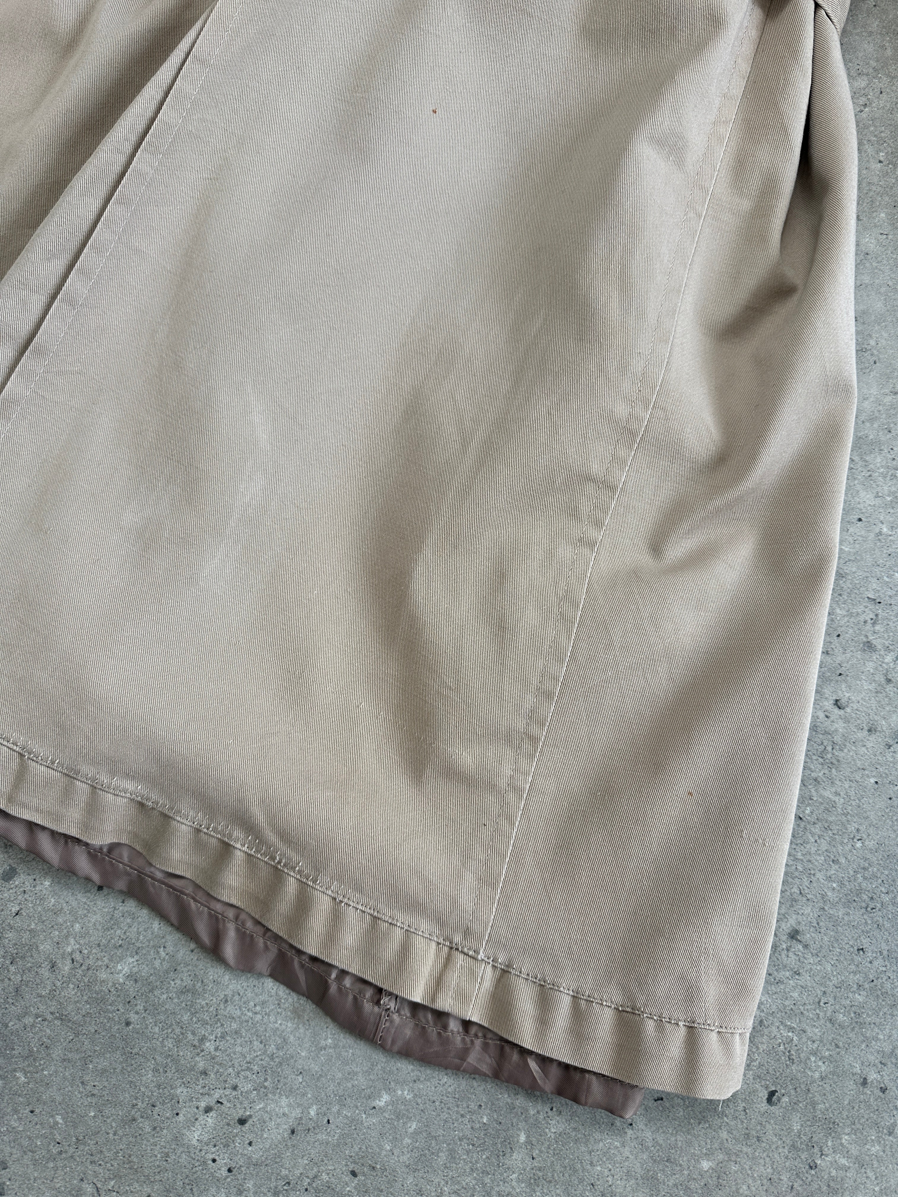Christian Dior Monsieur cotton double-breasted belted trench coat in size L/XL, shown in a classic beige color.