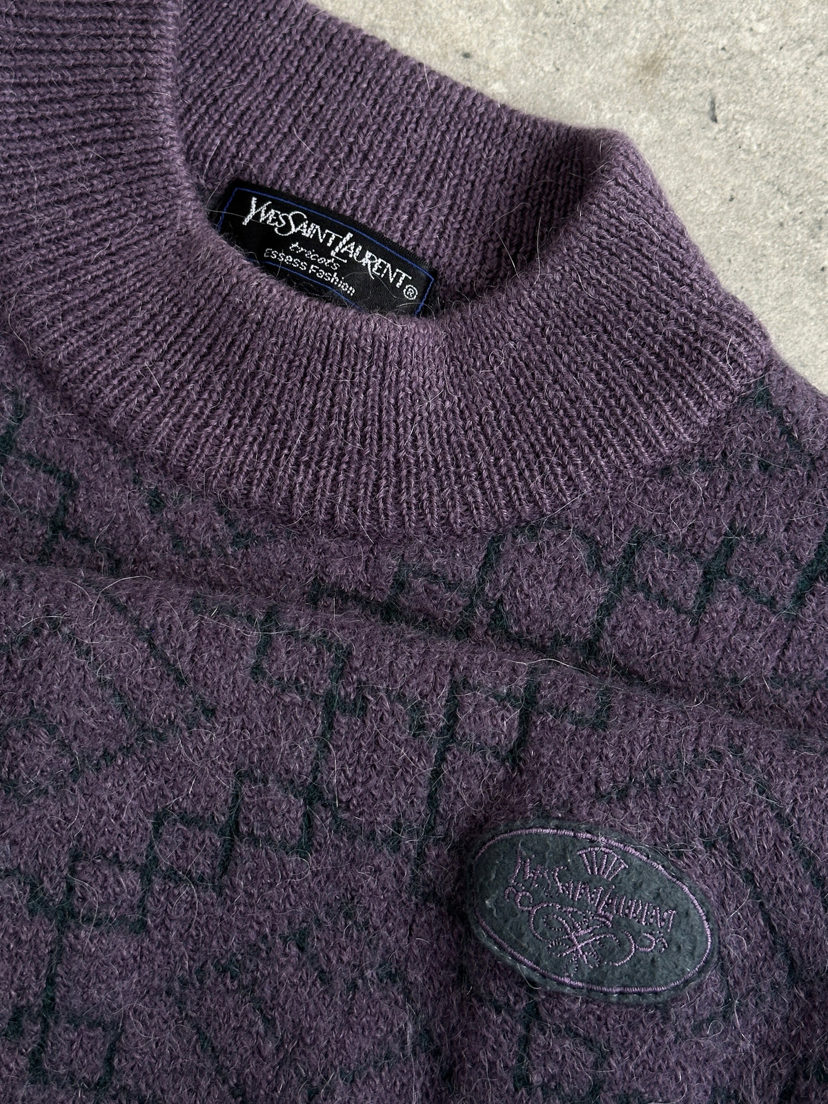 Yves Saint Laurent 1990s Wool Mohair Geometric Jumper - S