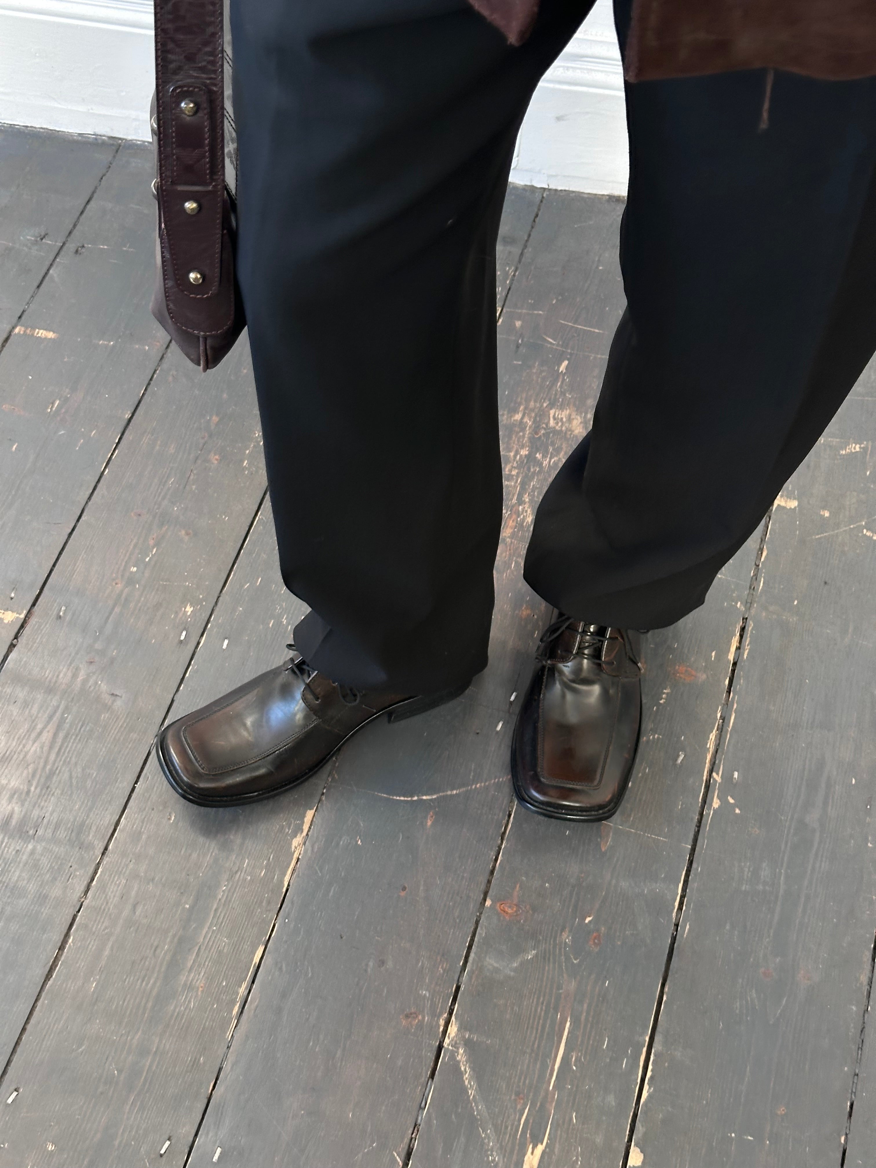 Versace Classic V2 leather square toe loafers in UK size 7, stylish men's shoes with sleek design and premium leather finish.