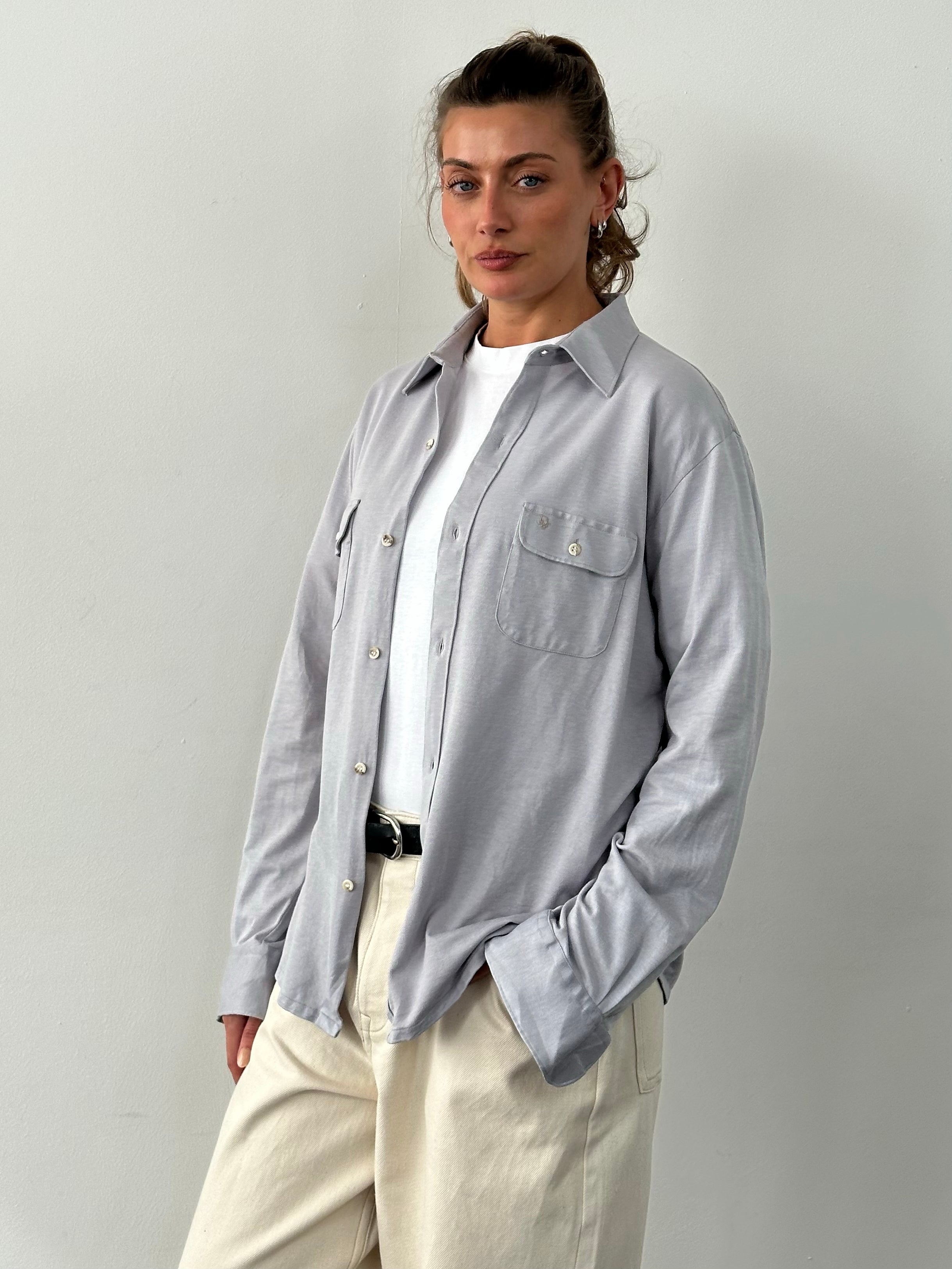 Christian Dior Chemises 1990s Cotton Logo Shirt - L