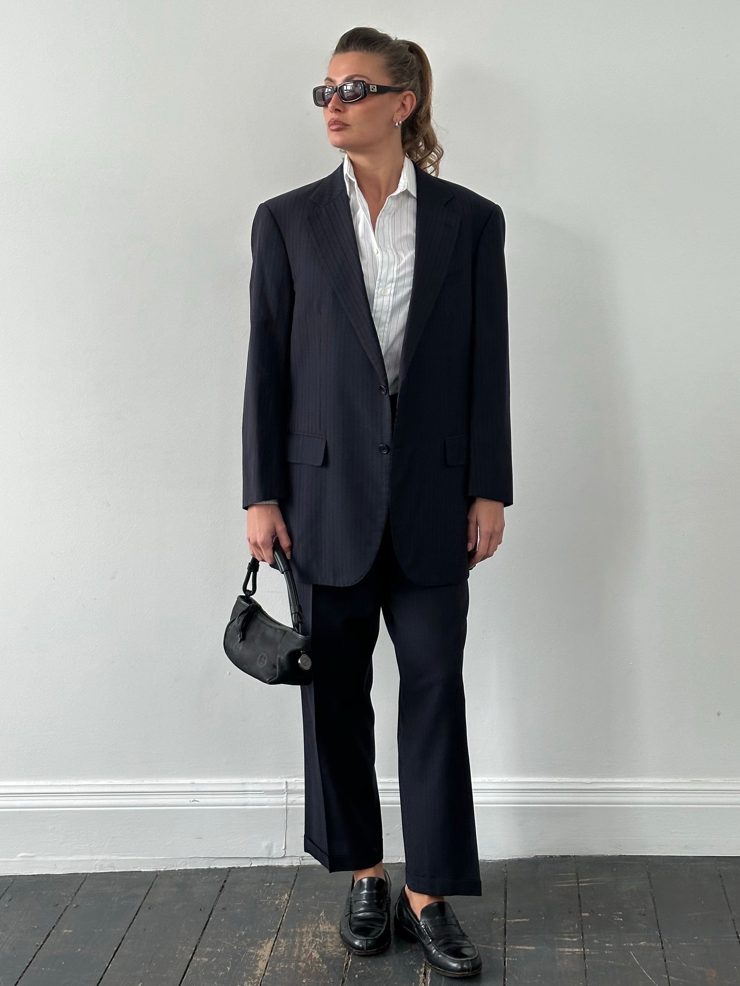 Burberry London 1990s Pure Wool Striped Suit - 42S/W34