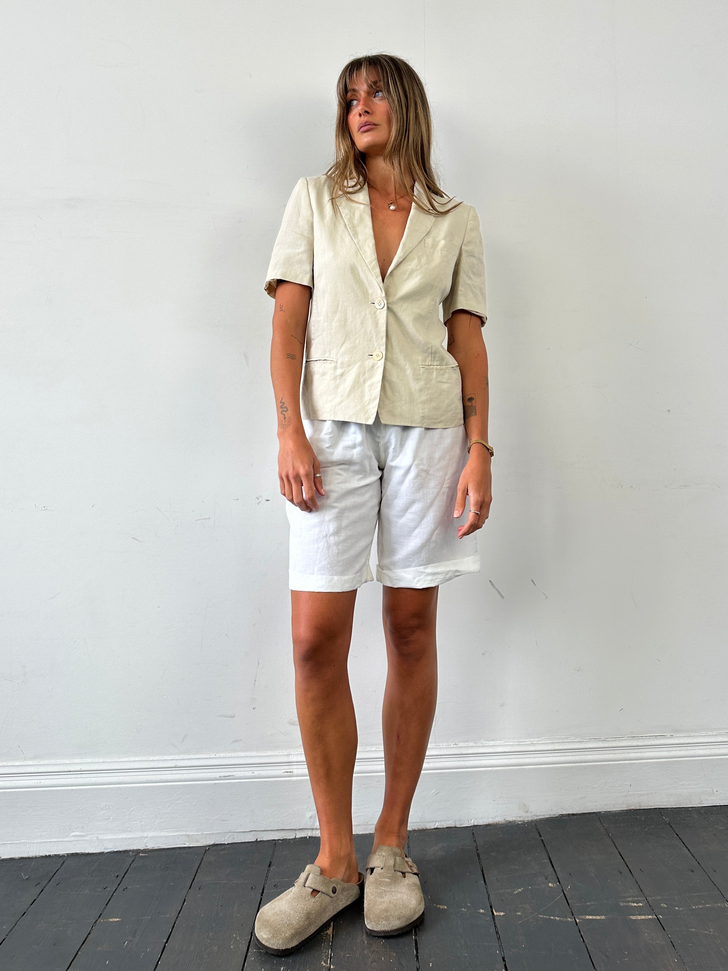 Max Mara Pure Linen Short Sleeve Blazer - S/M - SYLK