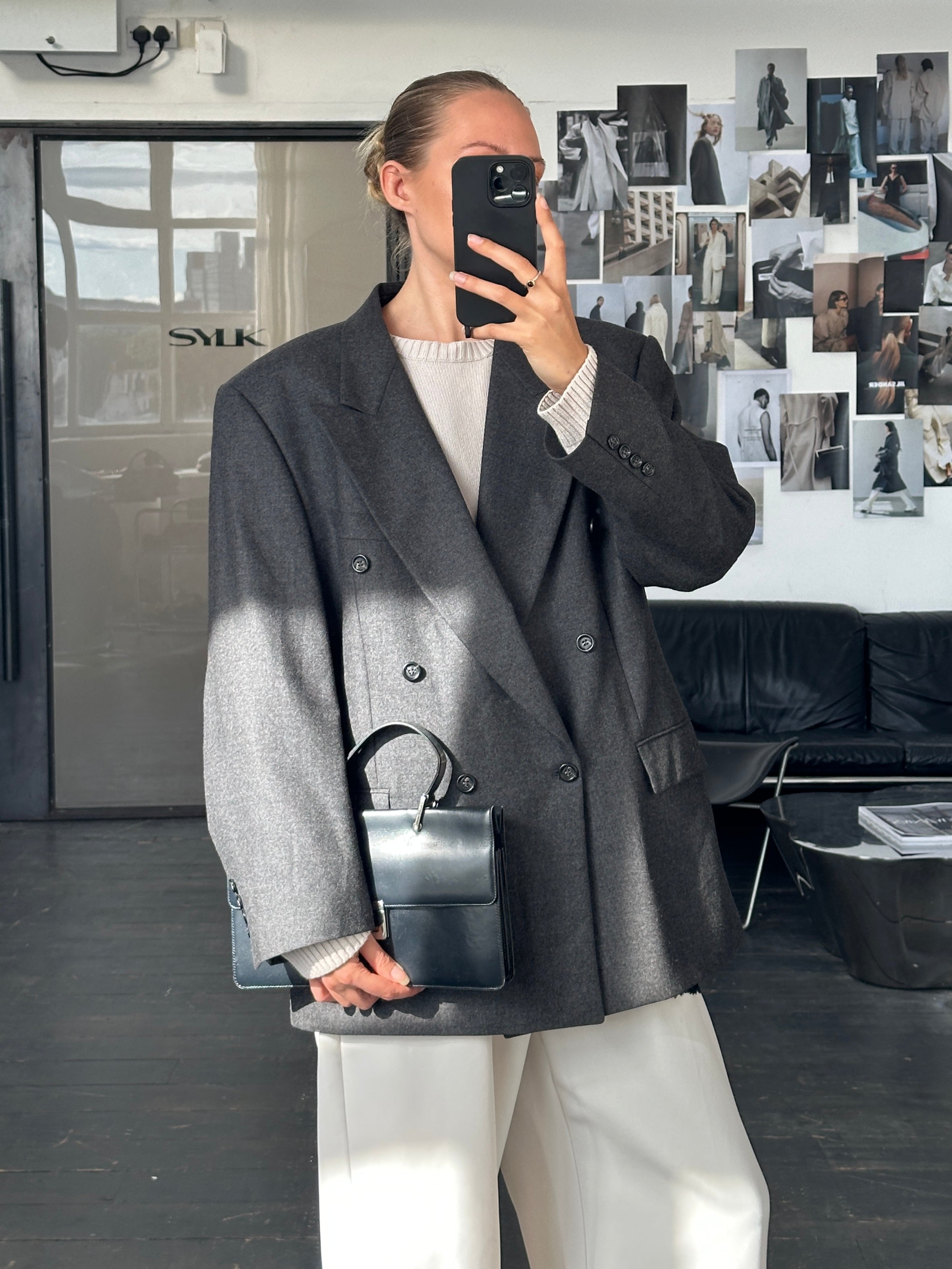 Daniel Hechter x Loro Piana 1990s brushed wool double-breasted blazer in size 42R/XL, featuring classic tailored fit and textured fabric.
