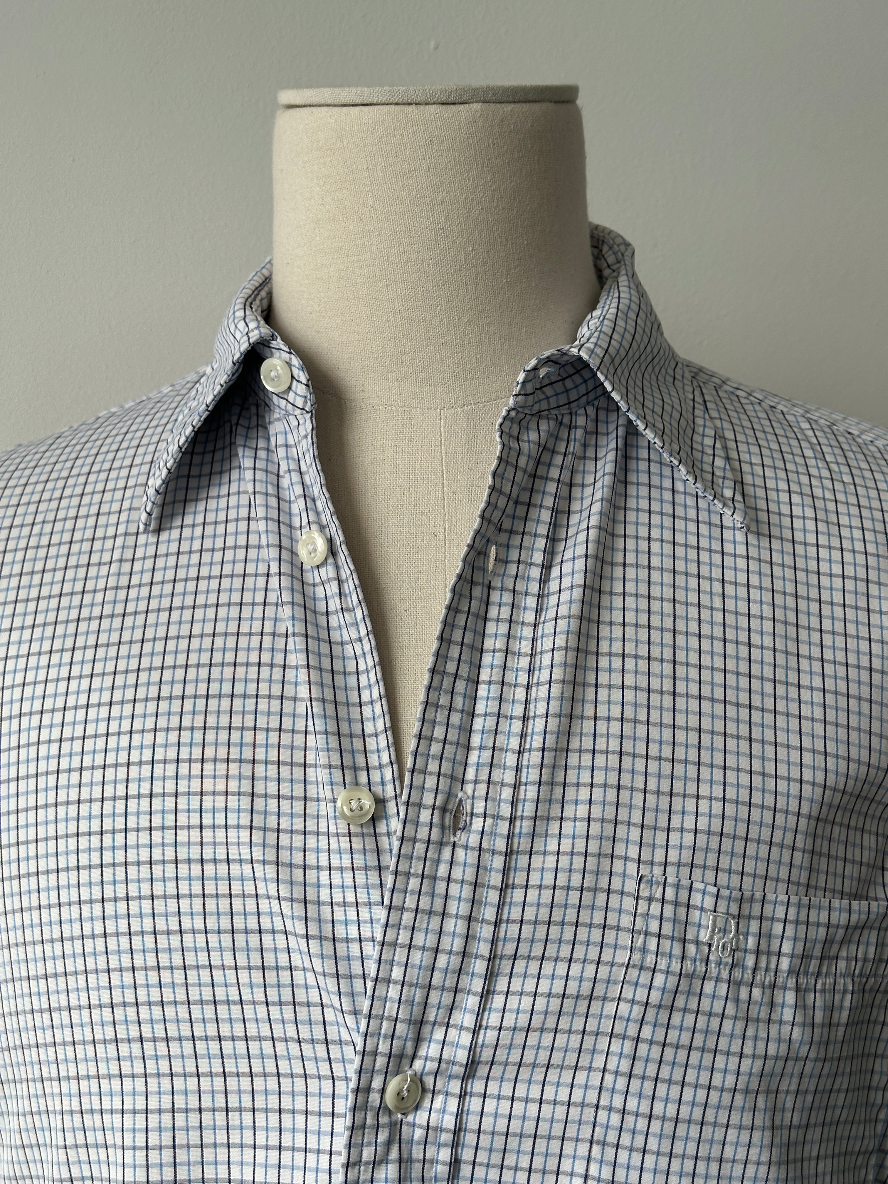 Christian Dior Chemises 1990s Pure Cotton Check Logo Shirt - S