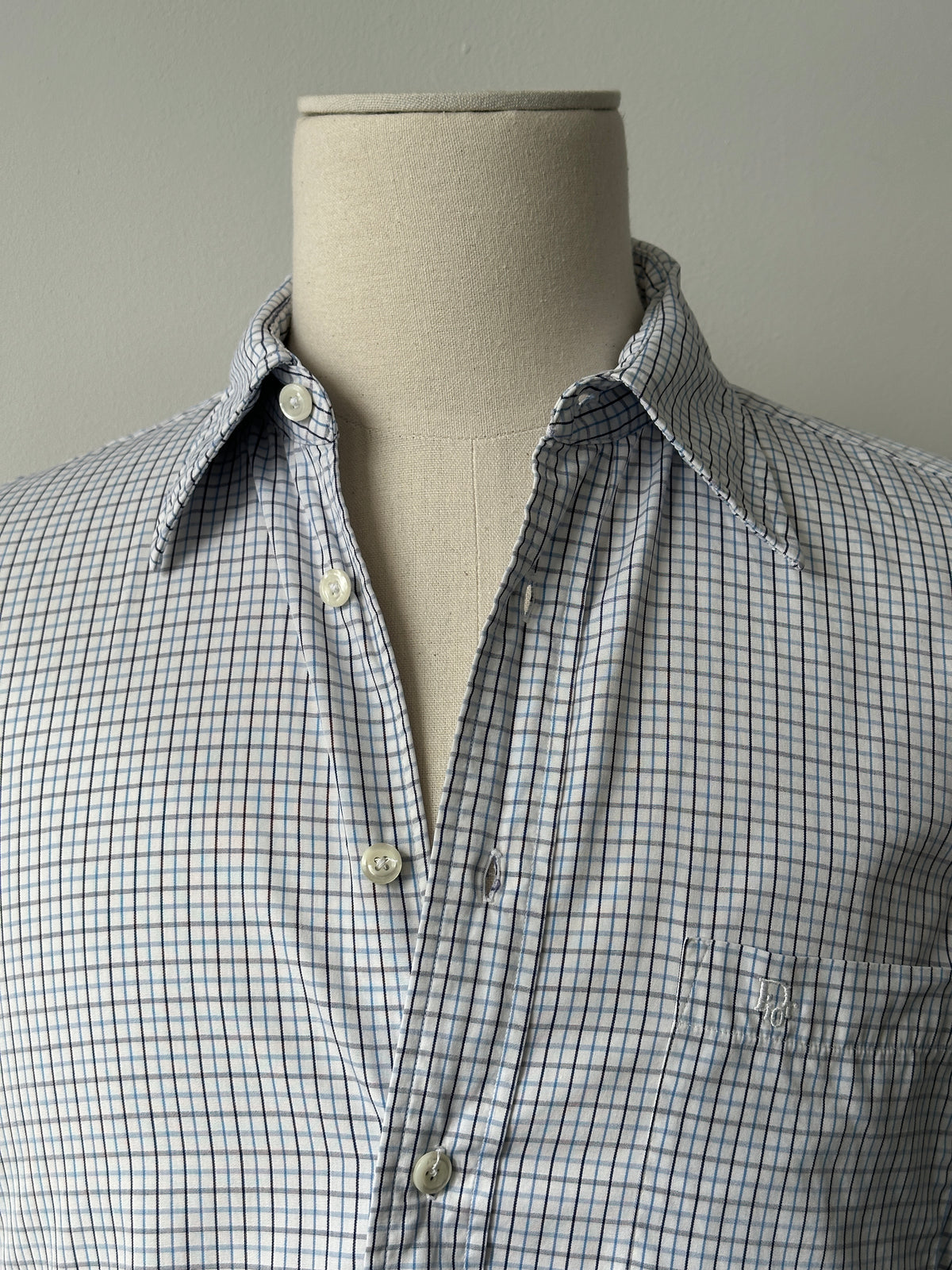 Christian Dior Chemises 1990s Pure Cotton Check Logo Shirt - S