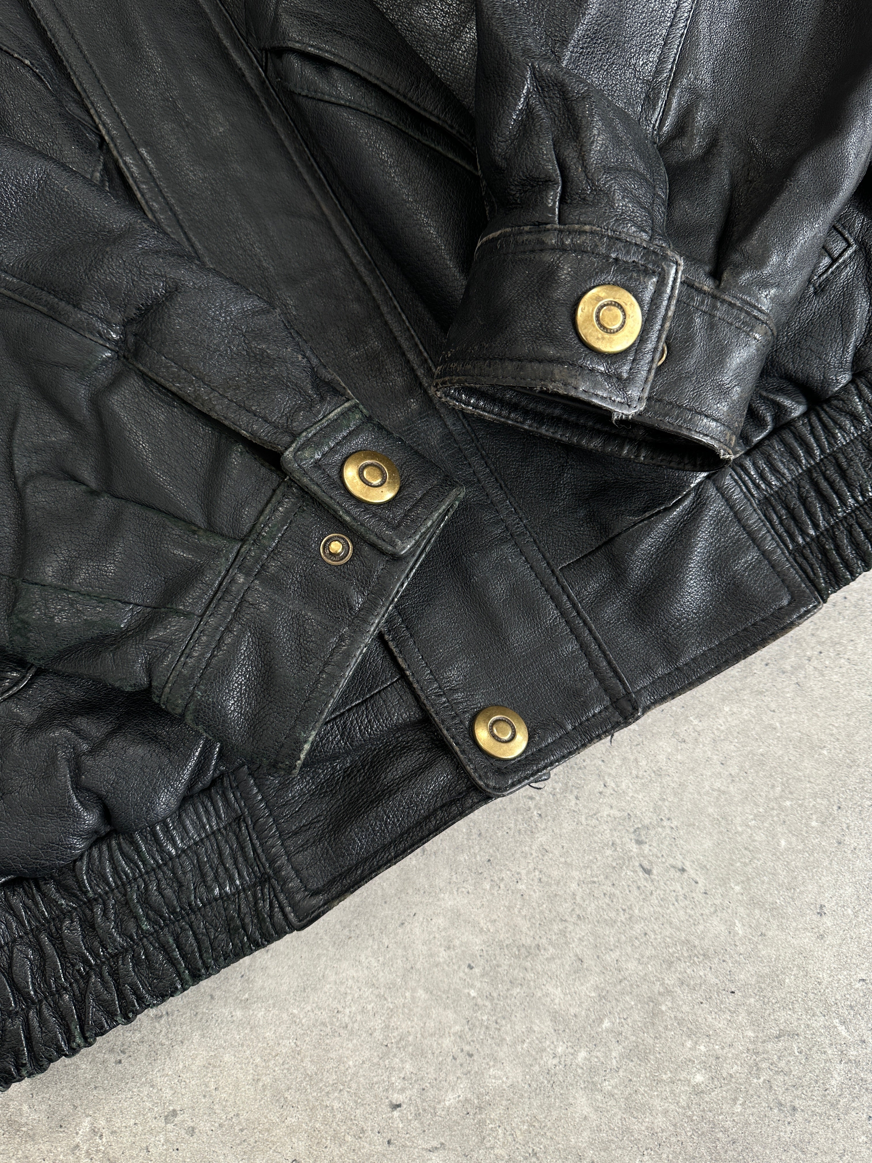 Vintage Leather Bomber Jacket - L/XL - SYLK