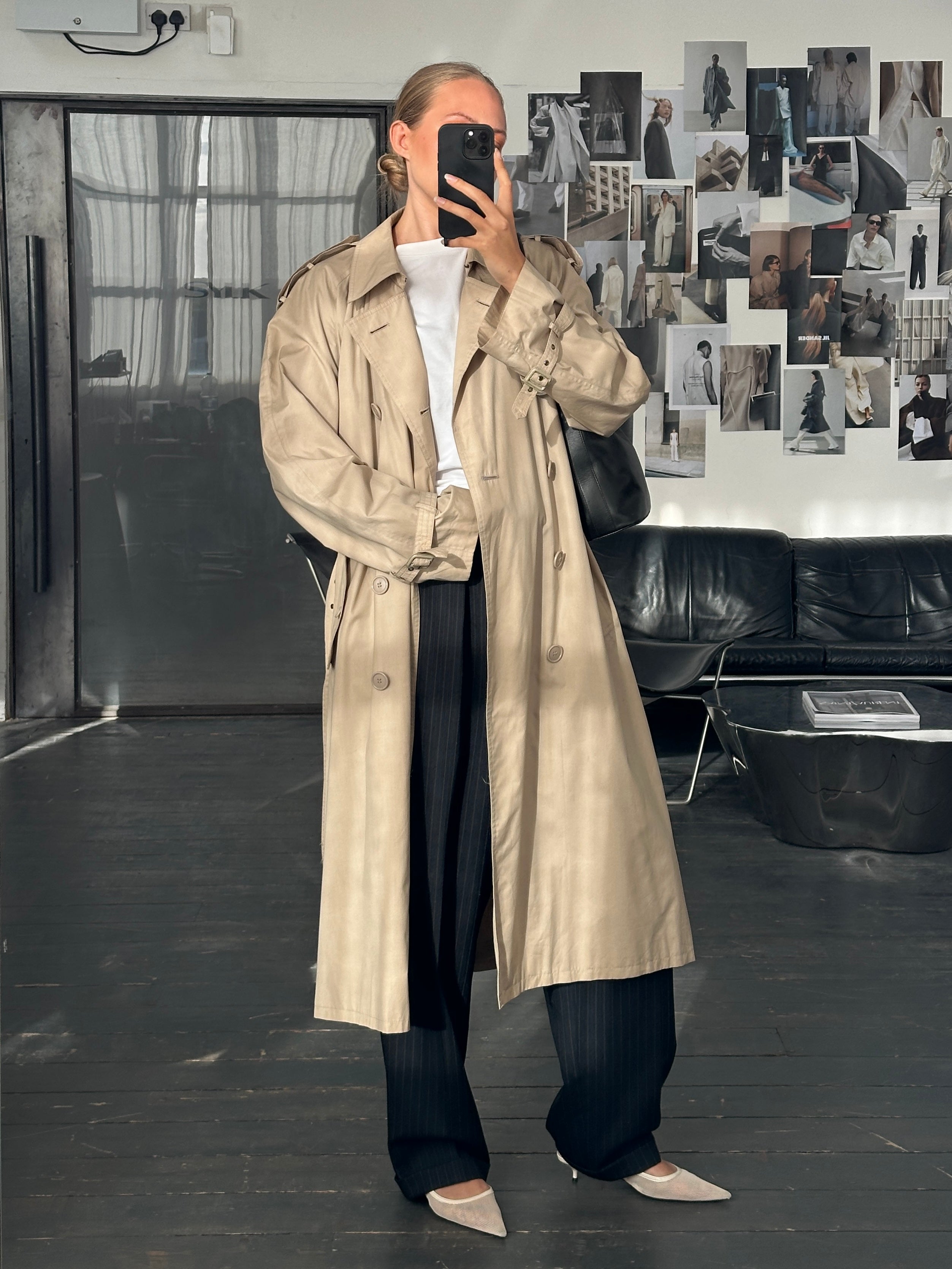 Yves Saint Laurent 1980s Cotton Double Breasted Belted Trench Coat - XL - SYLK