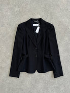 Max Mara Wool Cashmere Pinstripe Fitted Buckle Blazer - S - SYLK