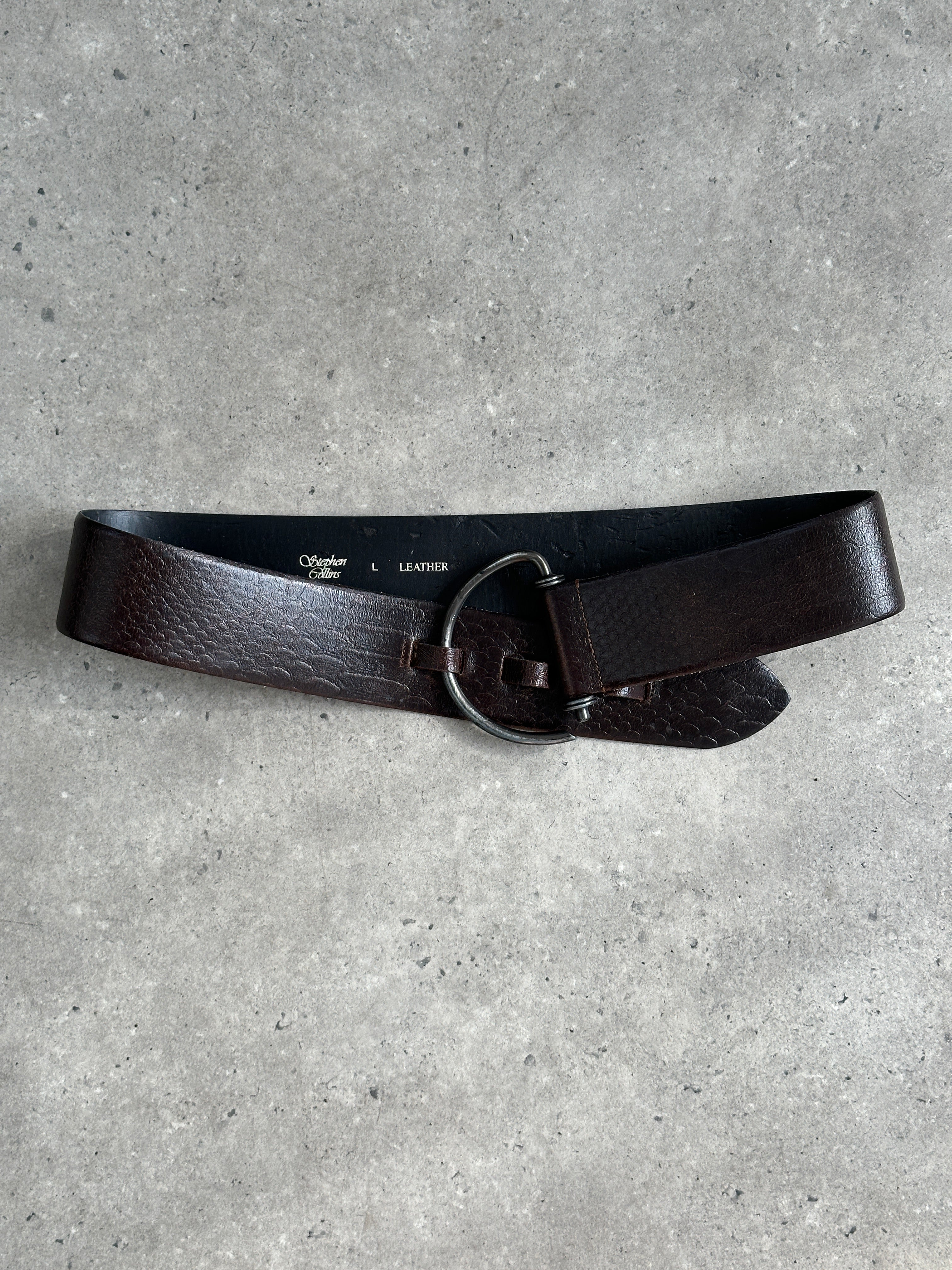 Vintage 1990s Leather Chunky D Ring Belt - W35-38