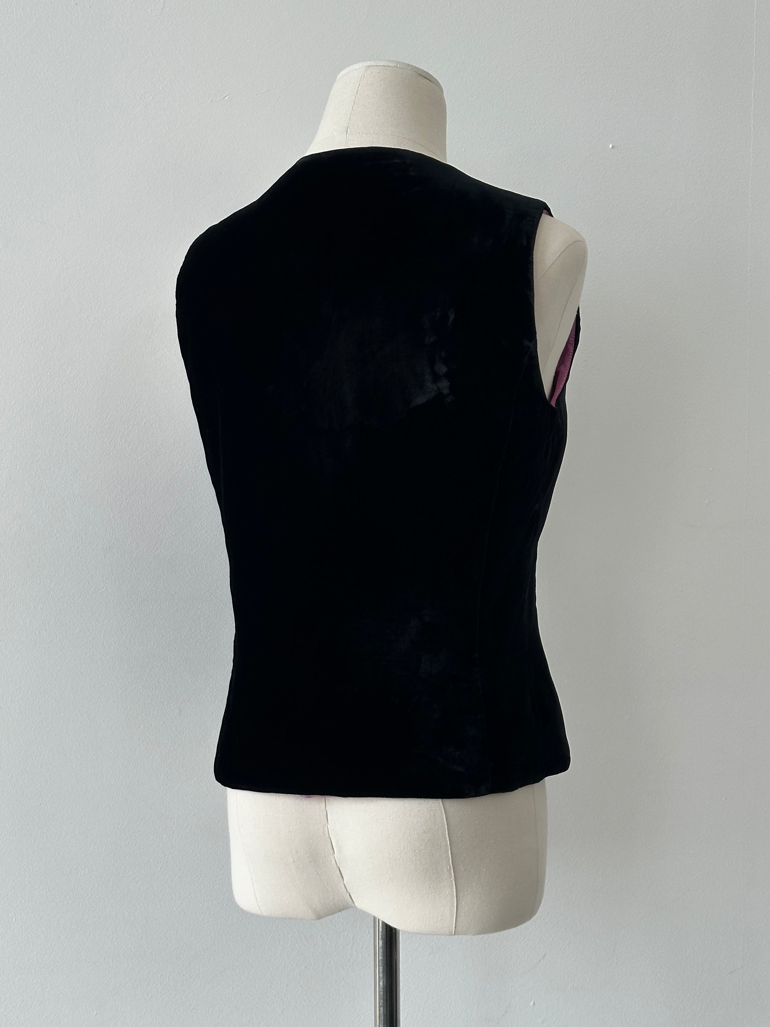 Mani 1990s Velvet Double Zip Waistcoat - S