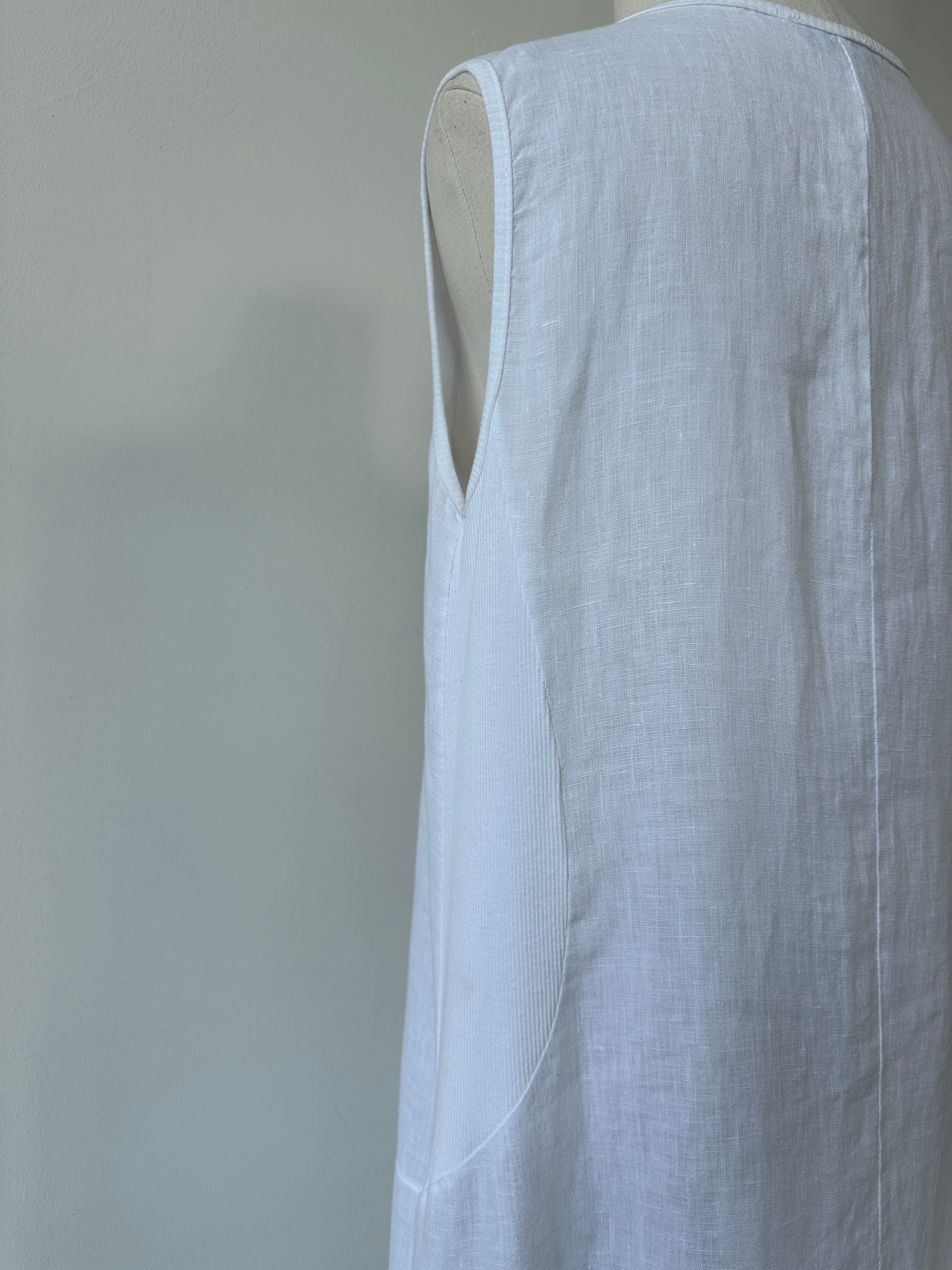 Vintage 2000s Pure Linen Asymmetric Sleeveless Maxi Dress - XL