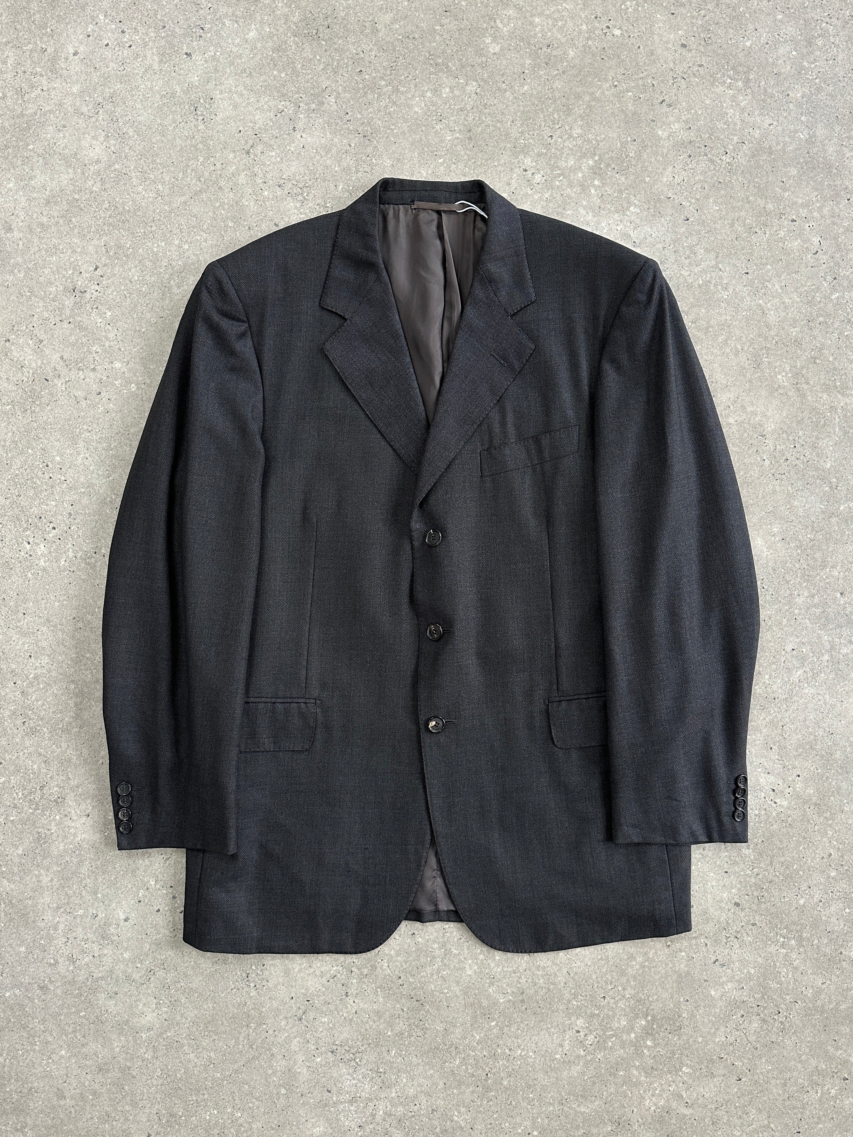 Loro Piana Hartwood 1990s pure Tasmanian wool single-breasted blazer in size 46R/XL, tailored fit with classic style.