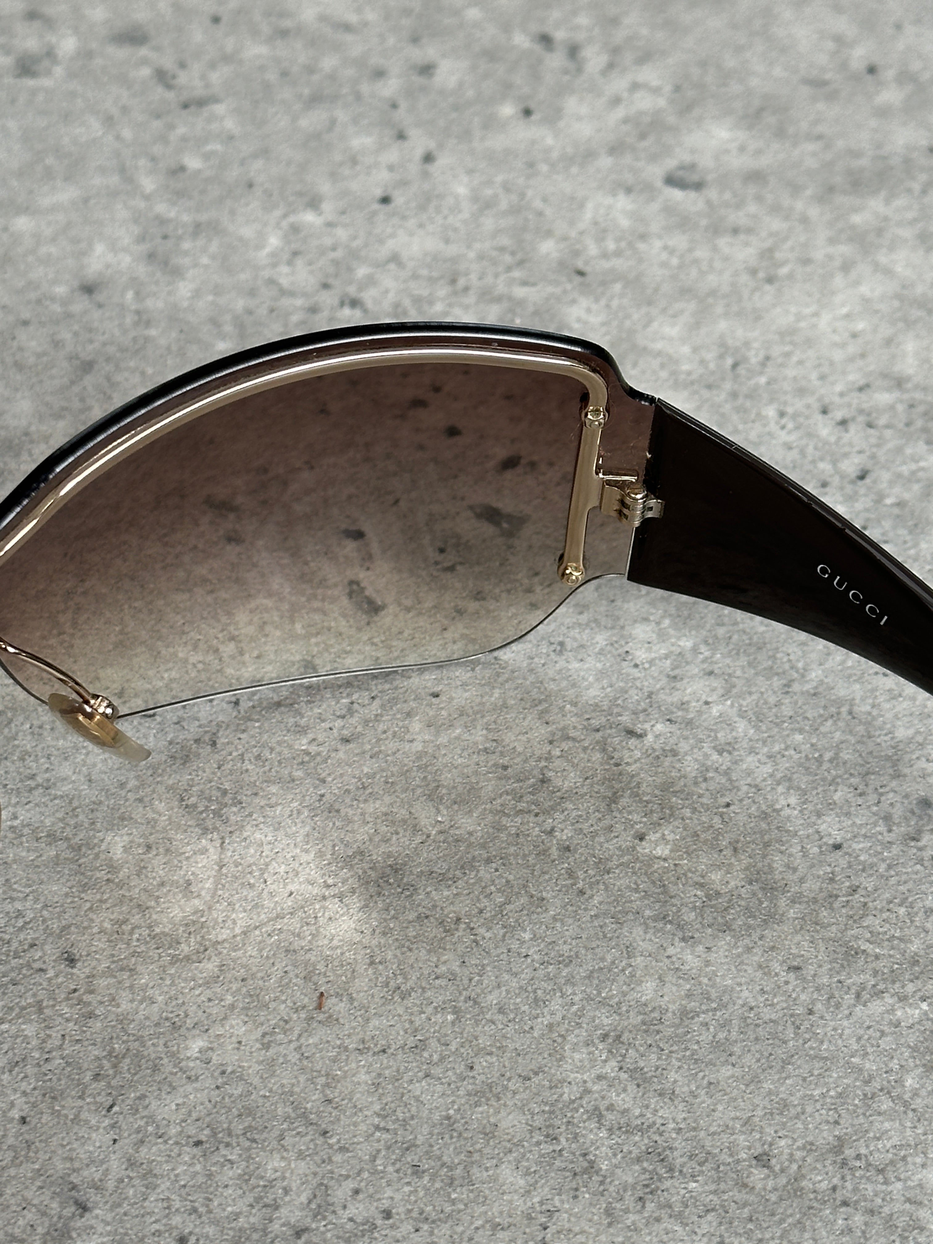 Gucci 2000s Tom Ford Era Oversized Shield Monogram Sunglasses