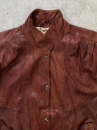Vintage 1980s High Neck Leather Bomber Jacket - SYLK