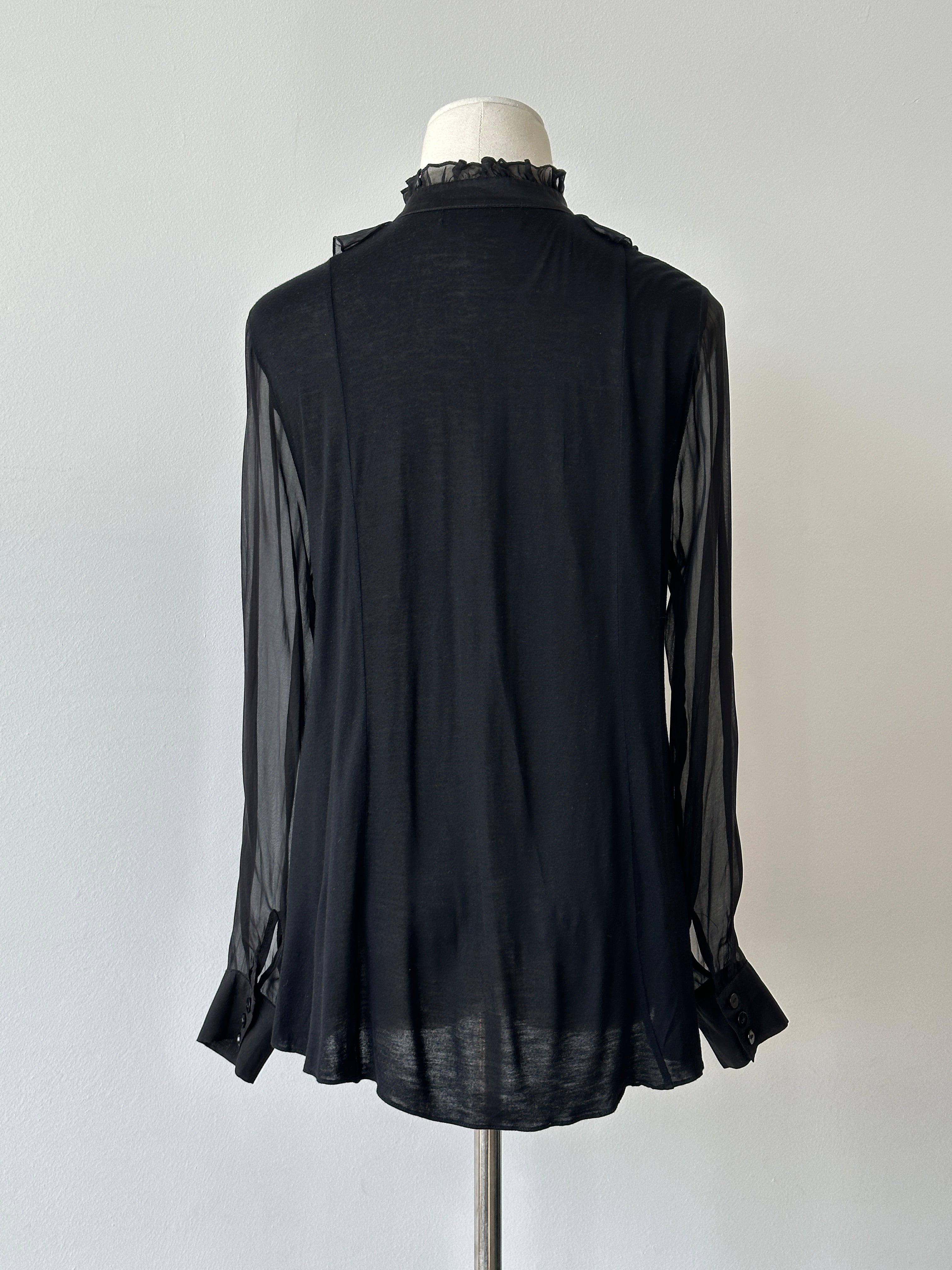 Vintage 2000s Pure Silk Ruffle Shirt - S-M